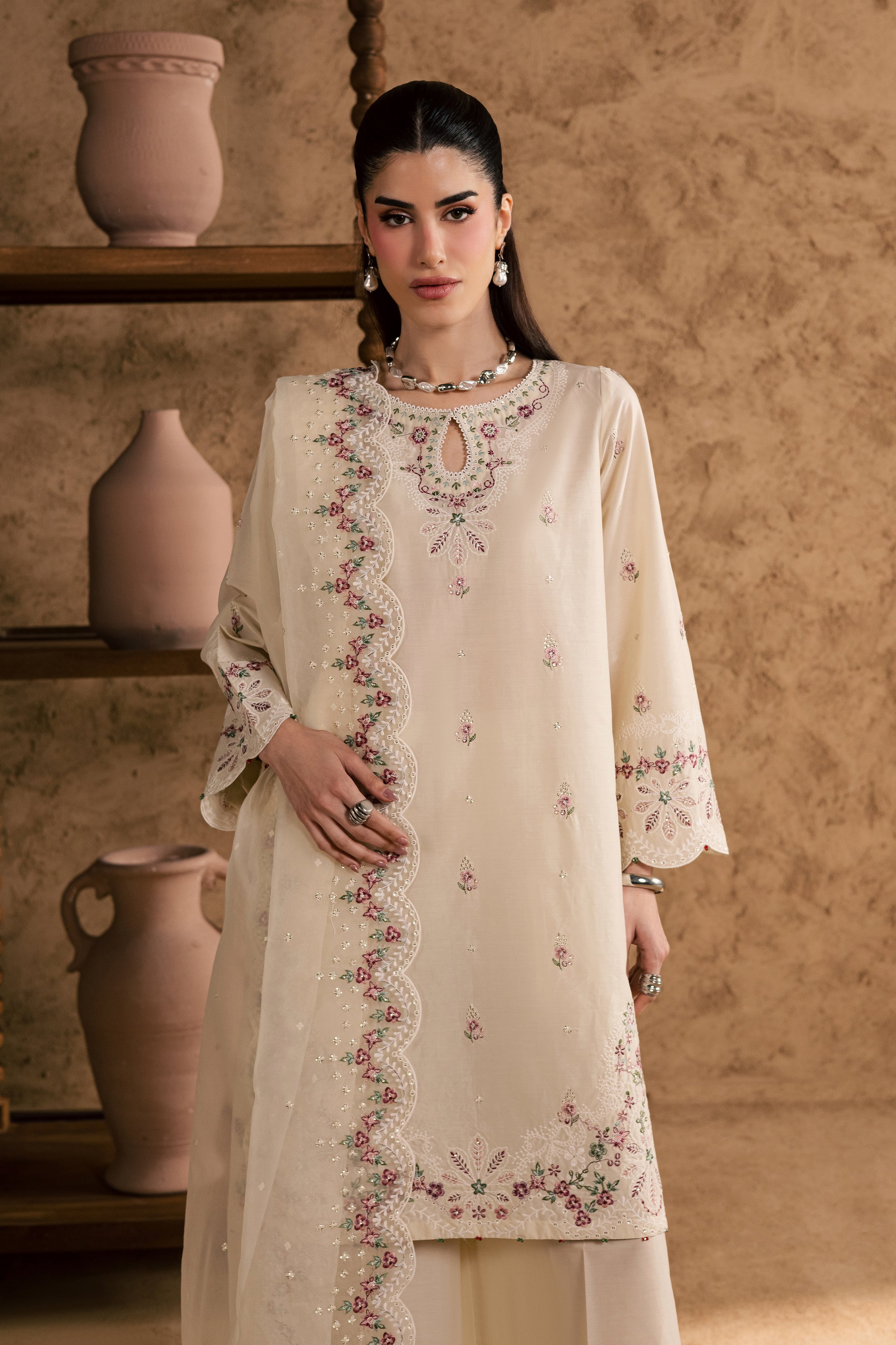 Madrid 3Pc - Festive Eid Pret BATIKEID2026 BATIK XS / Ivory / Giza-S / Ivory / Giza-M / Ivory / Giza-L / Ivory / Giza-XL / Ivory / Giza