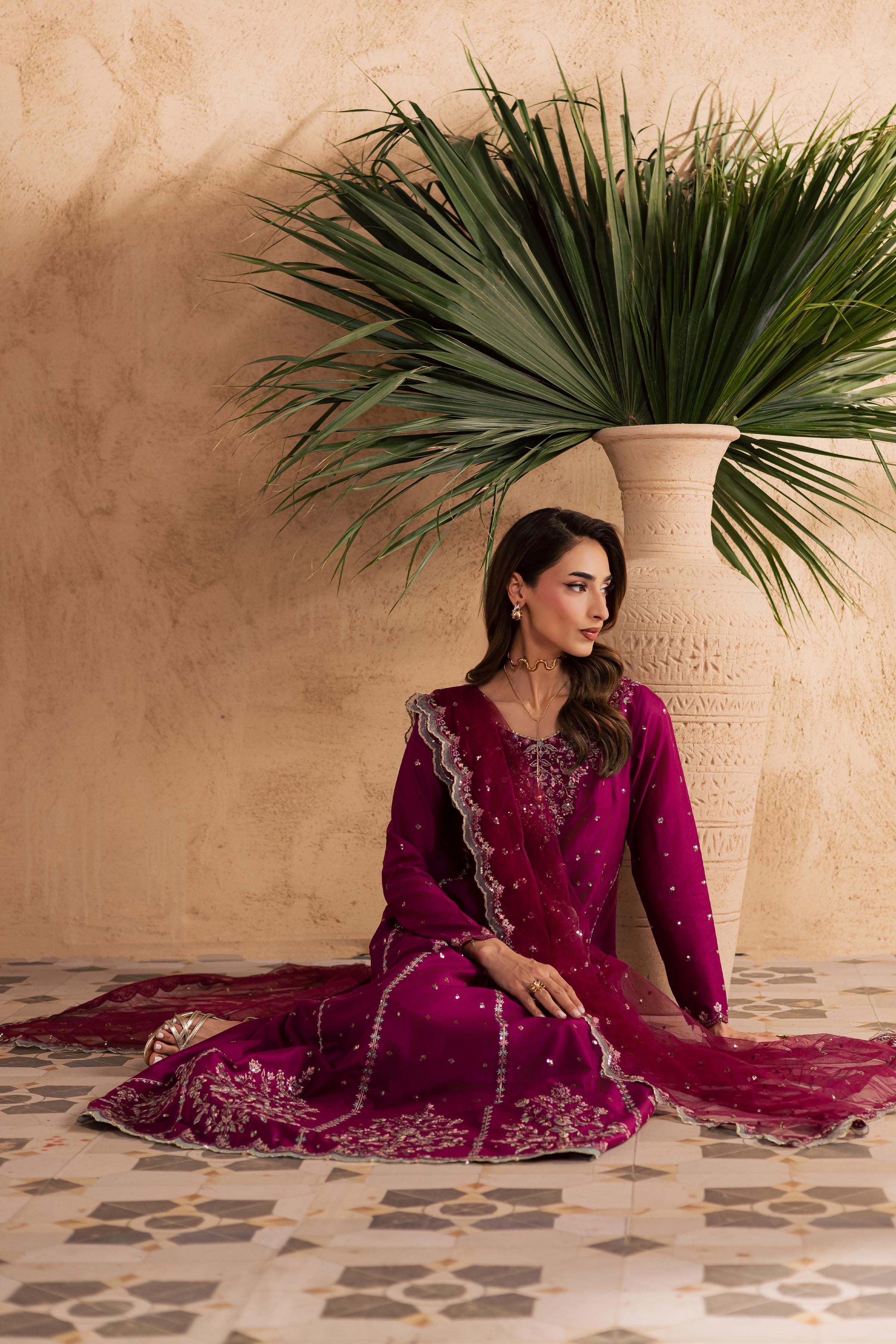 Magenta Blue 3Pc - Embroidered Festive Pret BATIKSS26 BATIK XS / Magenta / Pima Lawn-S / Magenta / Pima Lawn-M / Magenta / Pima Lawn-L / Magenta / Pima Lawn-XL / Magenta / Pima Lawn
