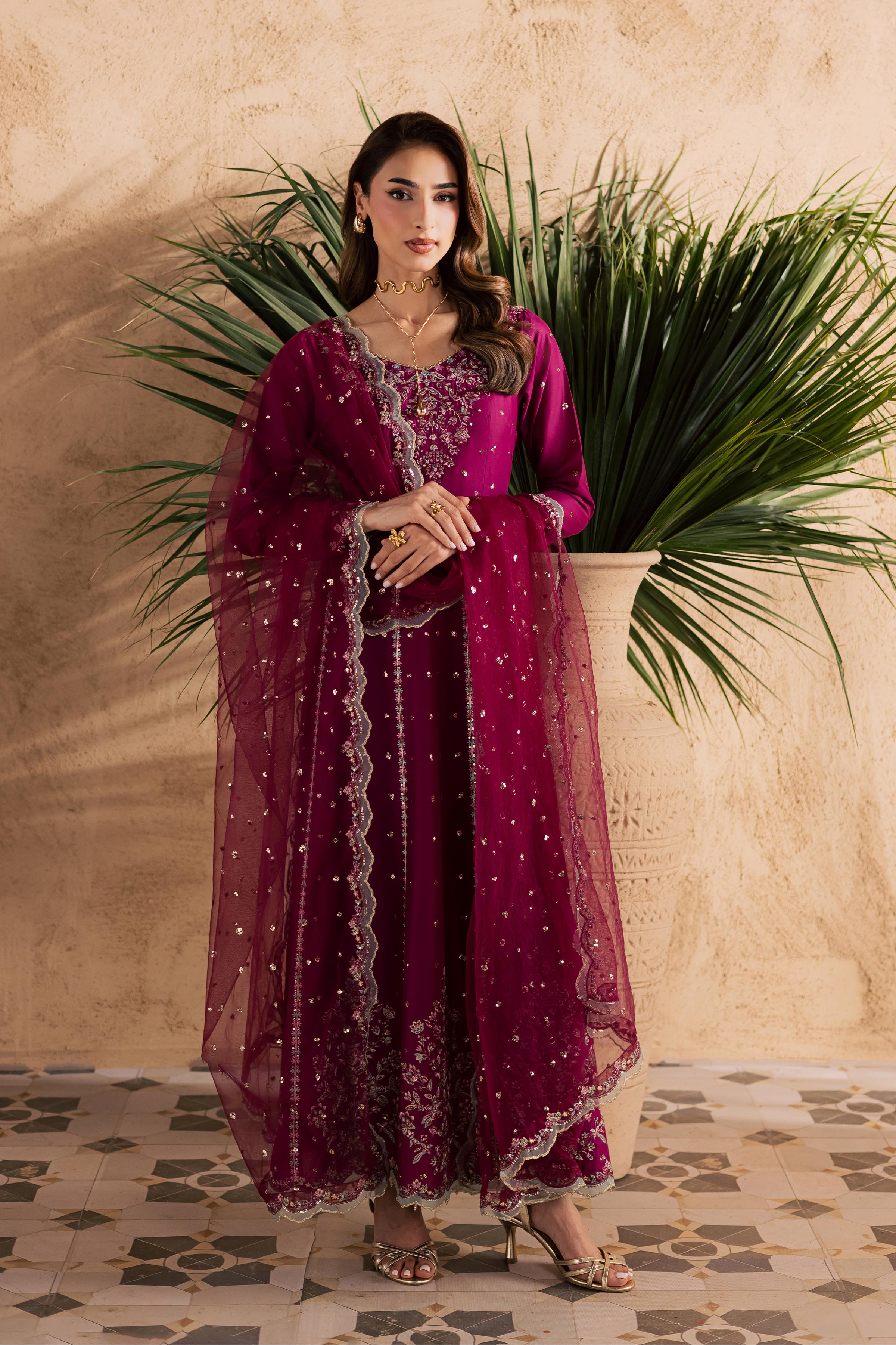 Magenta Blue 3Pc - Embroidered Festive Pret BATIKSS26 BATIK XS / Magenta / Pima Lawn-S / Magenta / Pima Lawn-M / Magenta / Pima Lawn-L / Magenta / Pima Lawn-XL / Magenta / Pima Lawn