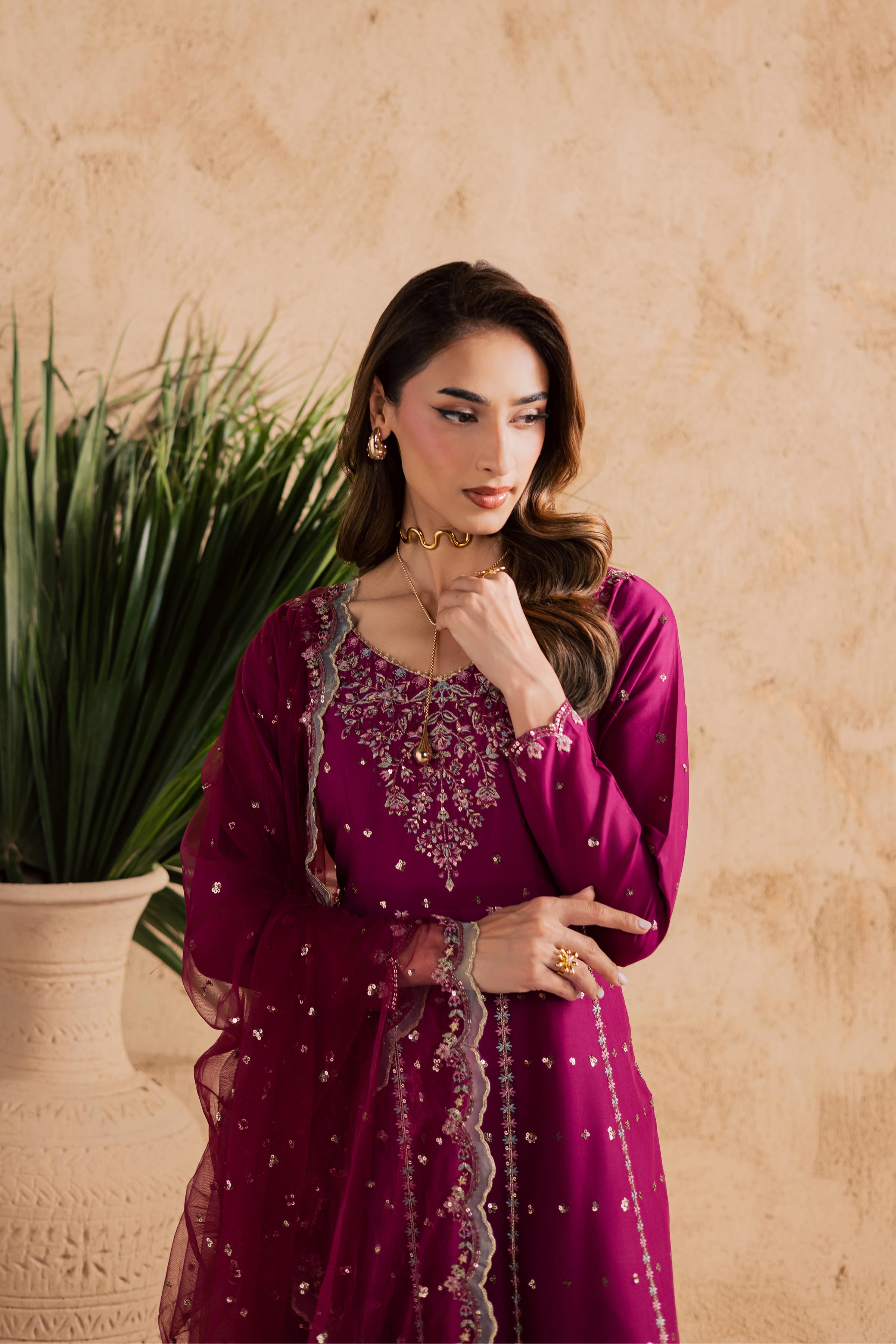Magenta Blue 3Pc - Embroidered Festive Pret BATIKSS26 BATIK XS / Magenta / Pima Lawn-S / Magenta / Pima Lawn-M / Magenta / Pima Lawn-L / Magenta / Pima Lawn-XL / Magenta / Pima Lawn
