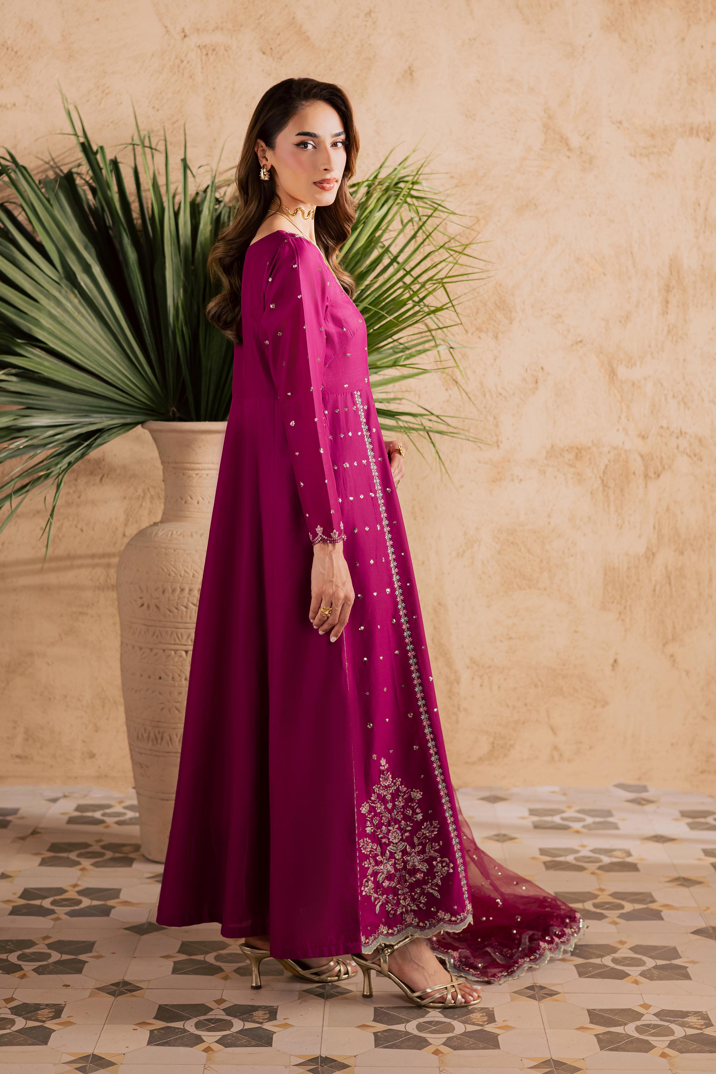 Magenta Blue 3Pc - Embroidered Festive Pret BATIKSS26 BATIK XS / Magenta / Pima Lawn-S / Magenta / Pima Lawn-M / Magenta / Pima Lawn-L / Magenta / Pima Lawn-XL / Magenta / Pima Lawn