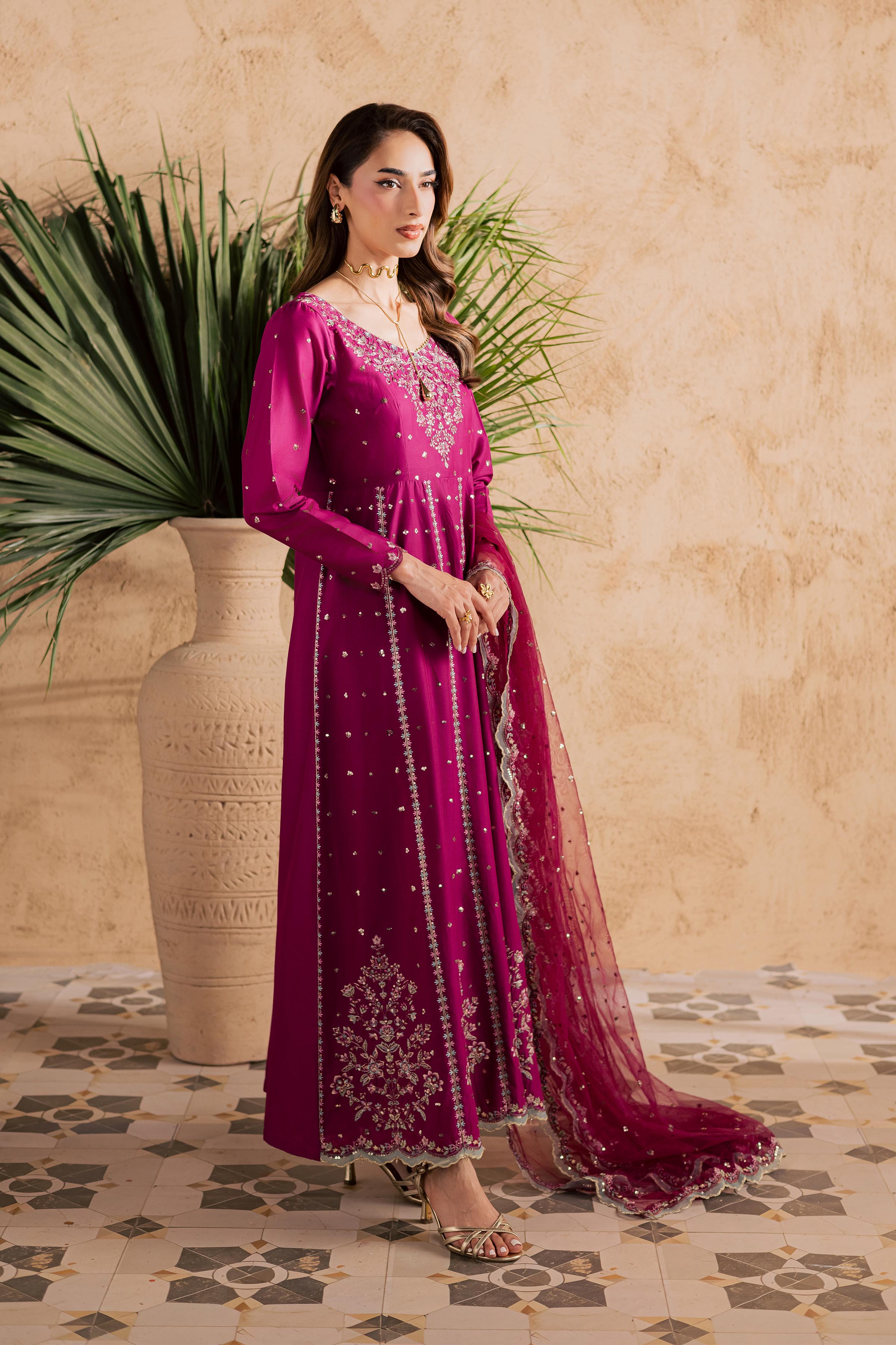 Magenta Blue 3Pc - Embroidered Festive Pret BATIKSS26 BATIK XS / Magenta / Pima Lawn-S / Magenta / Pima Lawn-M / Magenta / Pima Lawn-L / Magenta / Pima Lawn-XL / Magenta / Pima Lawn