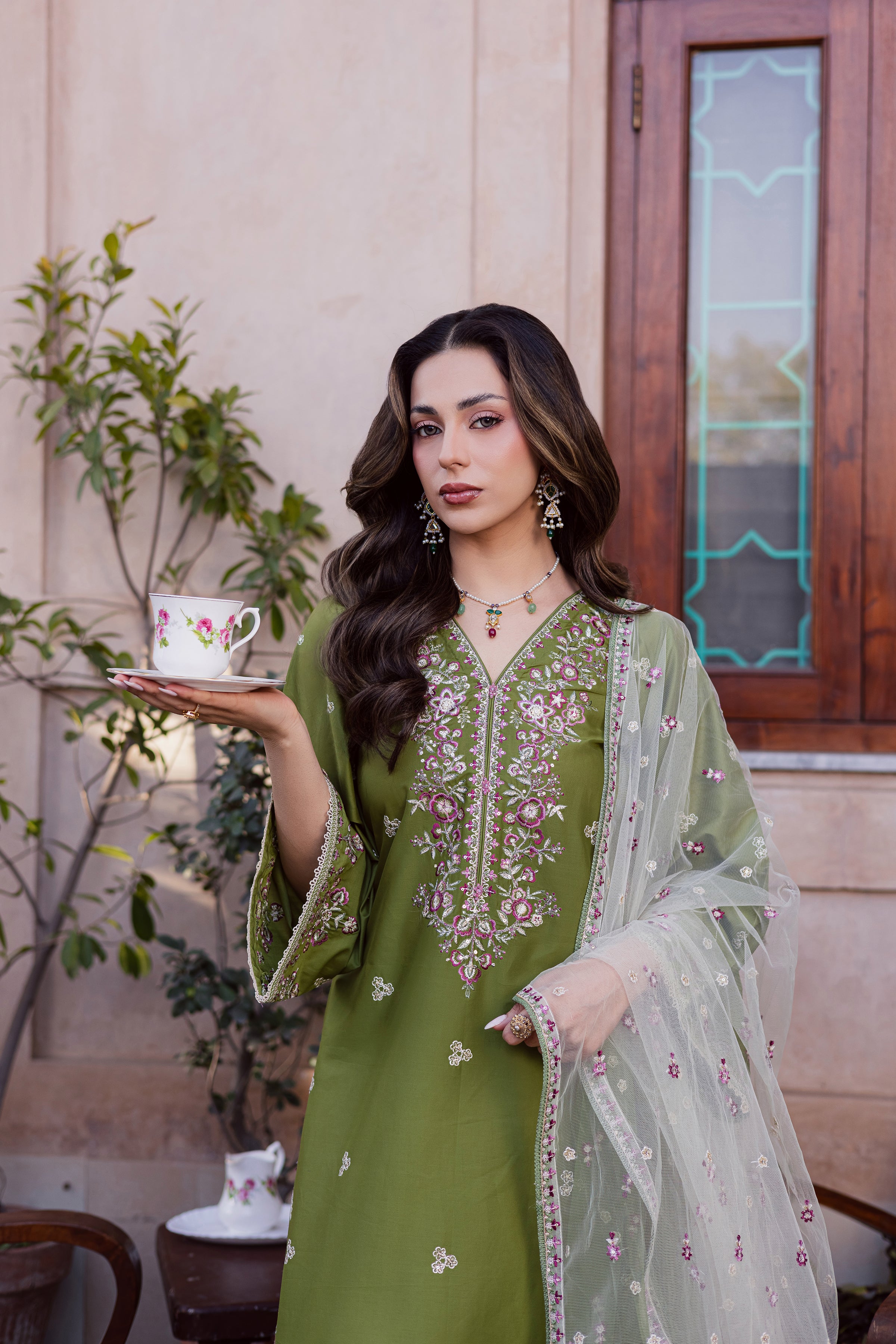 Maidah 3Pc - Festive Embroidered Lawn BATIKEID2026 BATIK XS / Fern / Pima Lawn-S / Fern / Pima Lawn-M / Fern / Pima Lawn-L / Fern / Pima Lawn-XL / Fern / Pima Lawn