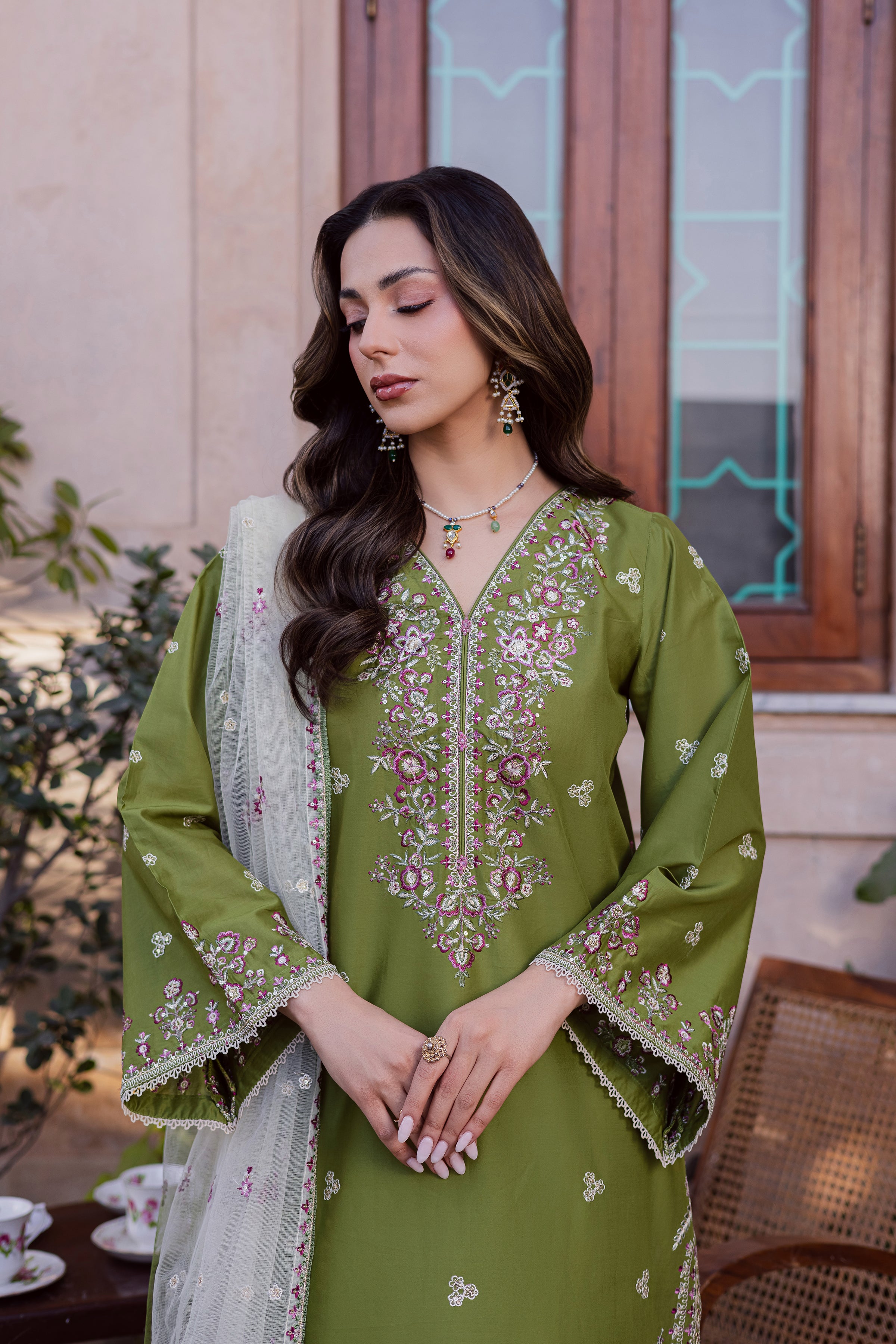 Maidah 3Pc - Festive Embroidered Lawn BATIKEID2026 BATIK XS / Fern / Pima Lawn-S / Fern / Pima Lawn-M / Fern / Pima Lawn-L / Fern / Pima Lawn-XL / Fern / Pima Lawn
