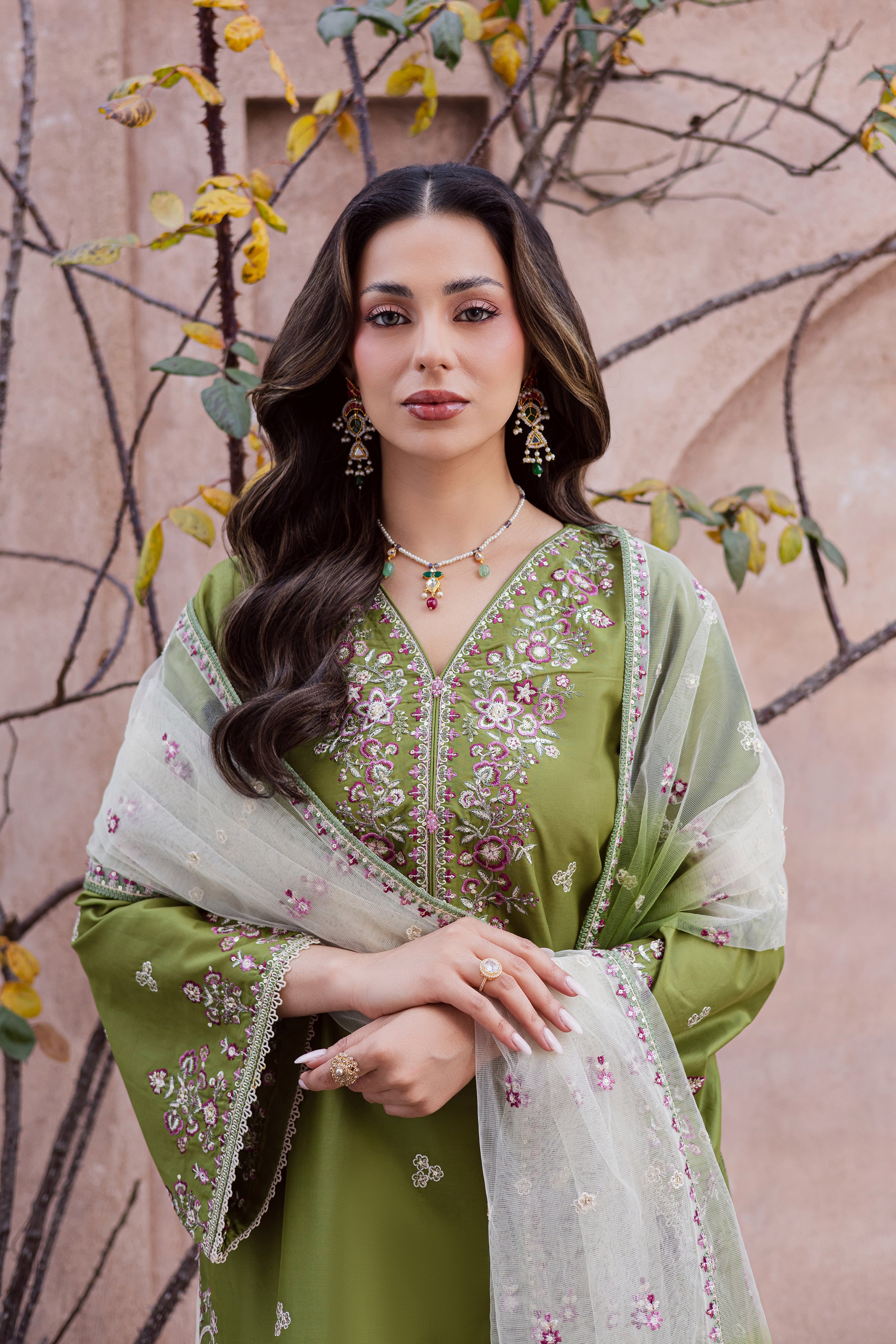 Maidah 3Pc - Festive Embroidered Lawn BATIKEID2026 BATIK XS / Fern / Pima Lawn-S / Fern / Pima Lawn-M / Fern / Pima Lawn-L / Fern / Pima Lawn-XL / Fern / Pima Lawn