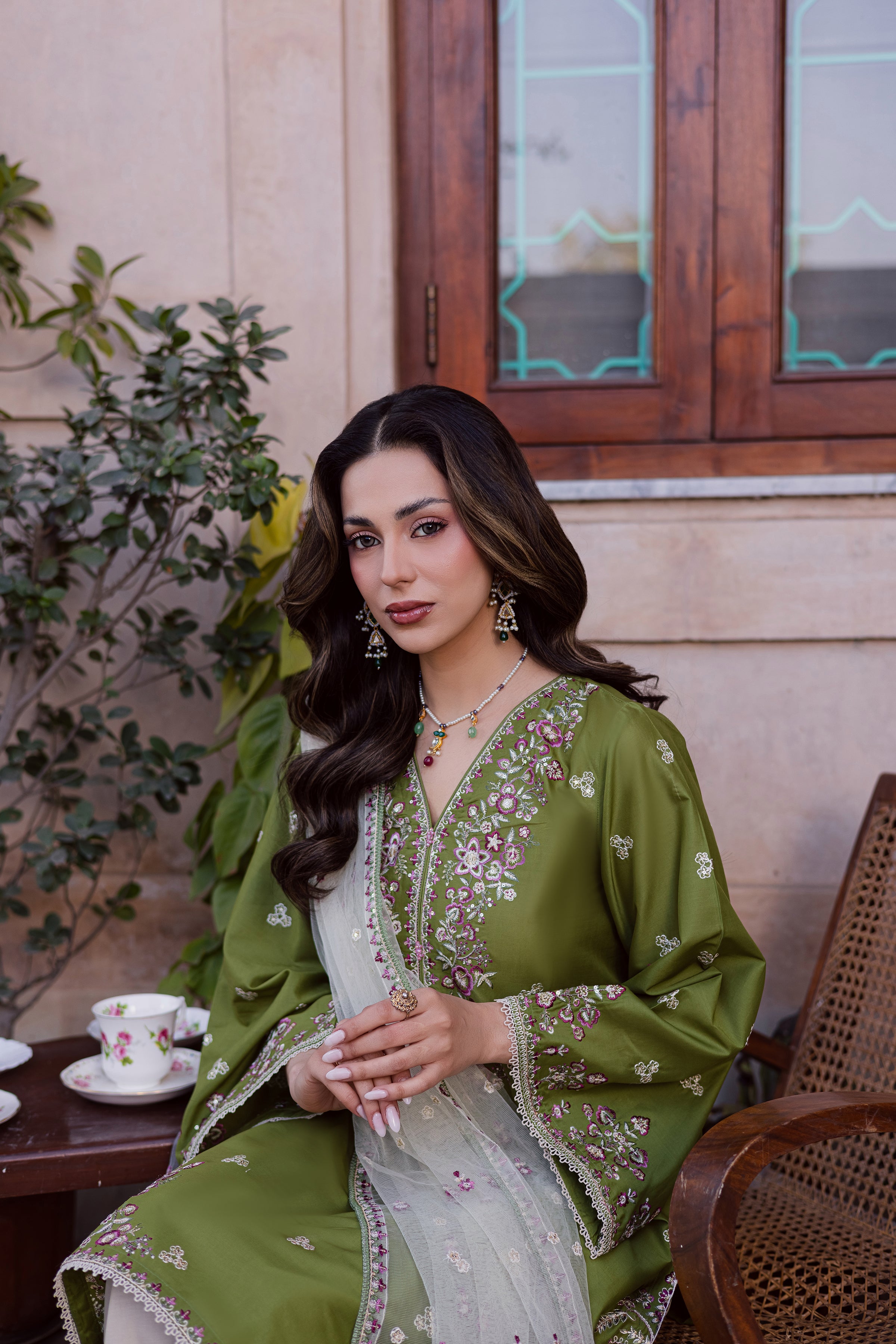 Maidah 3Pc - Festive Embroidered Lawn BATIKEID2026 BATIK XS / Fern / Pima Lawn-S / Fern / Pima Lawn-M / Fern / Pima Lawn-L / Fern / Pima Lawn-XL / Fern / Pima Lawn