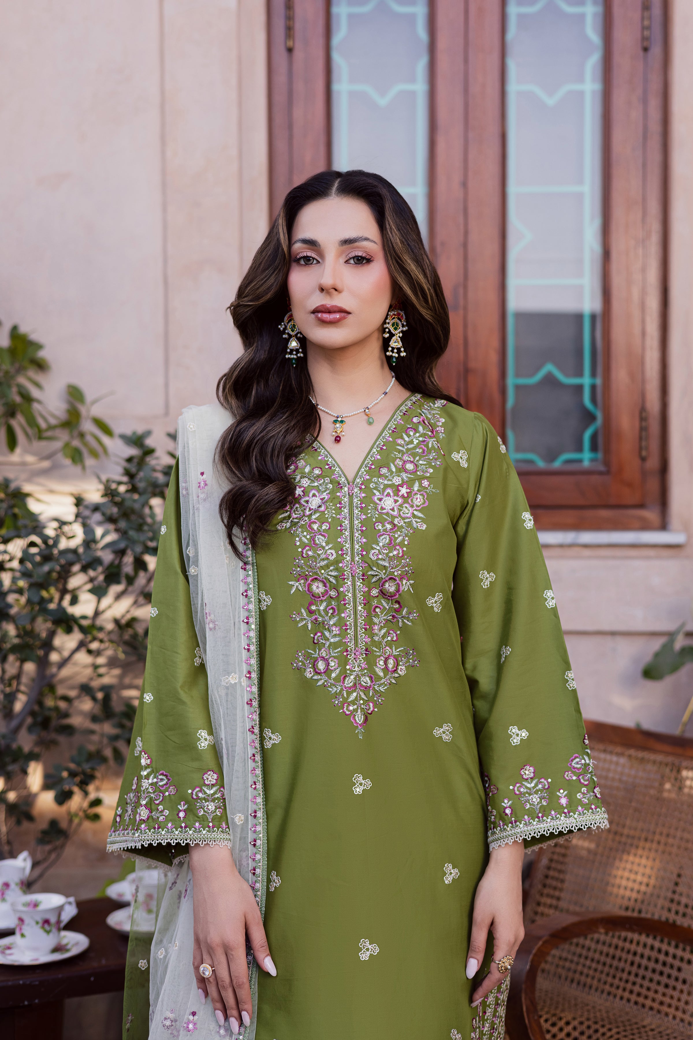 Maidah 3Pc - Festive Embroidered Lawn BATIKEID2026 BATIK XS / Fern / Pima Lawn-S / Fern / Pima Lawn-M / Fern / Pima Lawn-L / Fern / Pima Lawn-XL / Fern / Pima Lawn