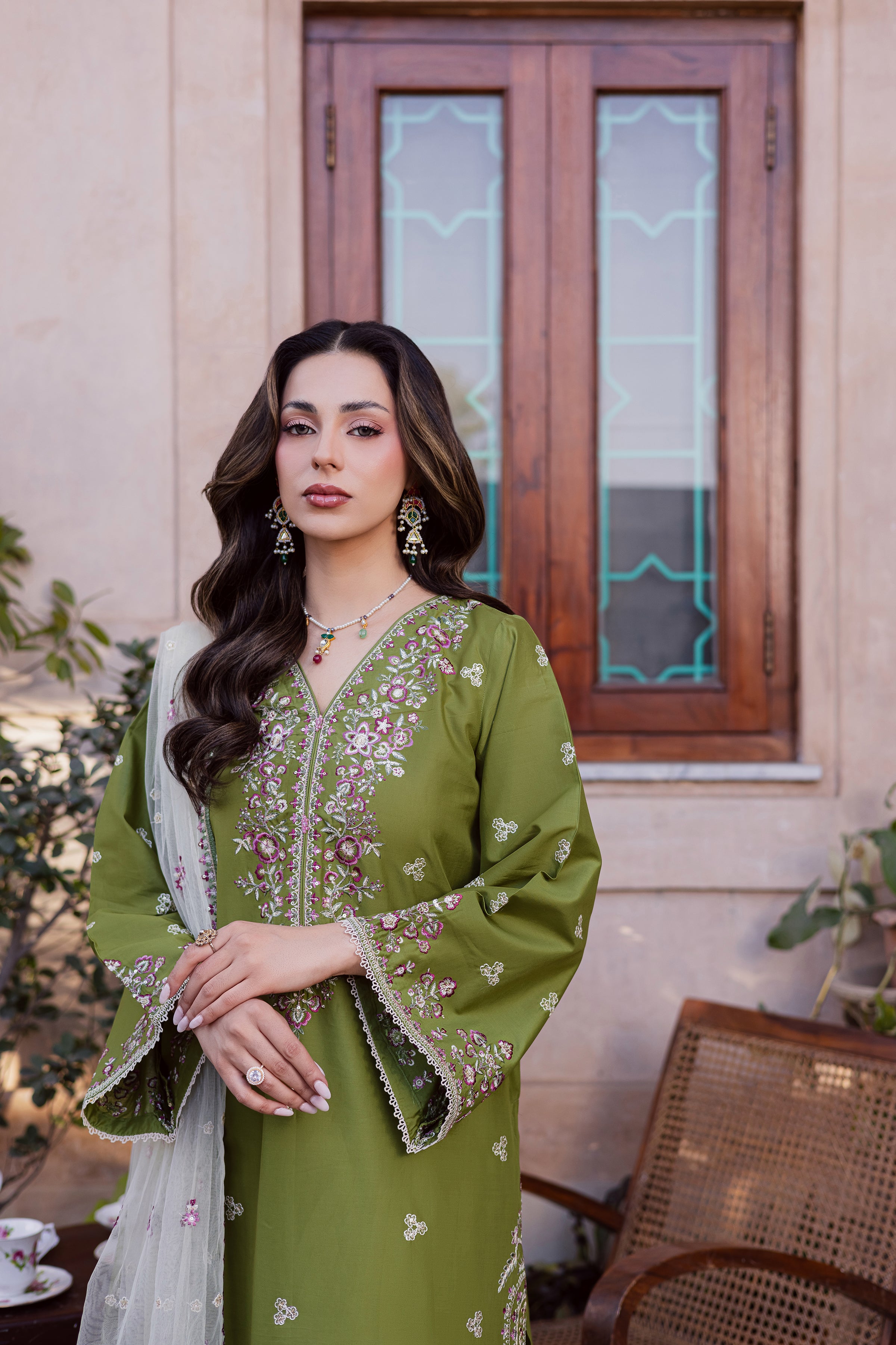 Maidah 3Pc - Festive Embroidered Lawn BATIKEID2026 BATIK XS / Fern / Pima Lawn-S / Fern / Pima Lawn-M / Fern / Pima Lawn-L / Fern / Pima Lawn-XL / Fern / Pima Lawn