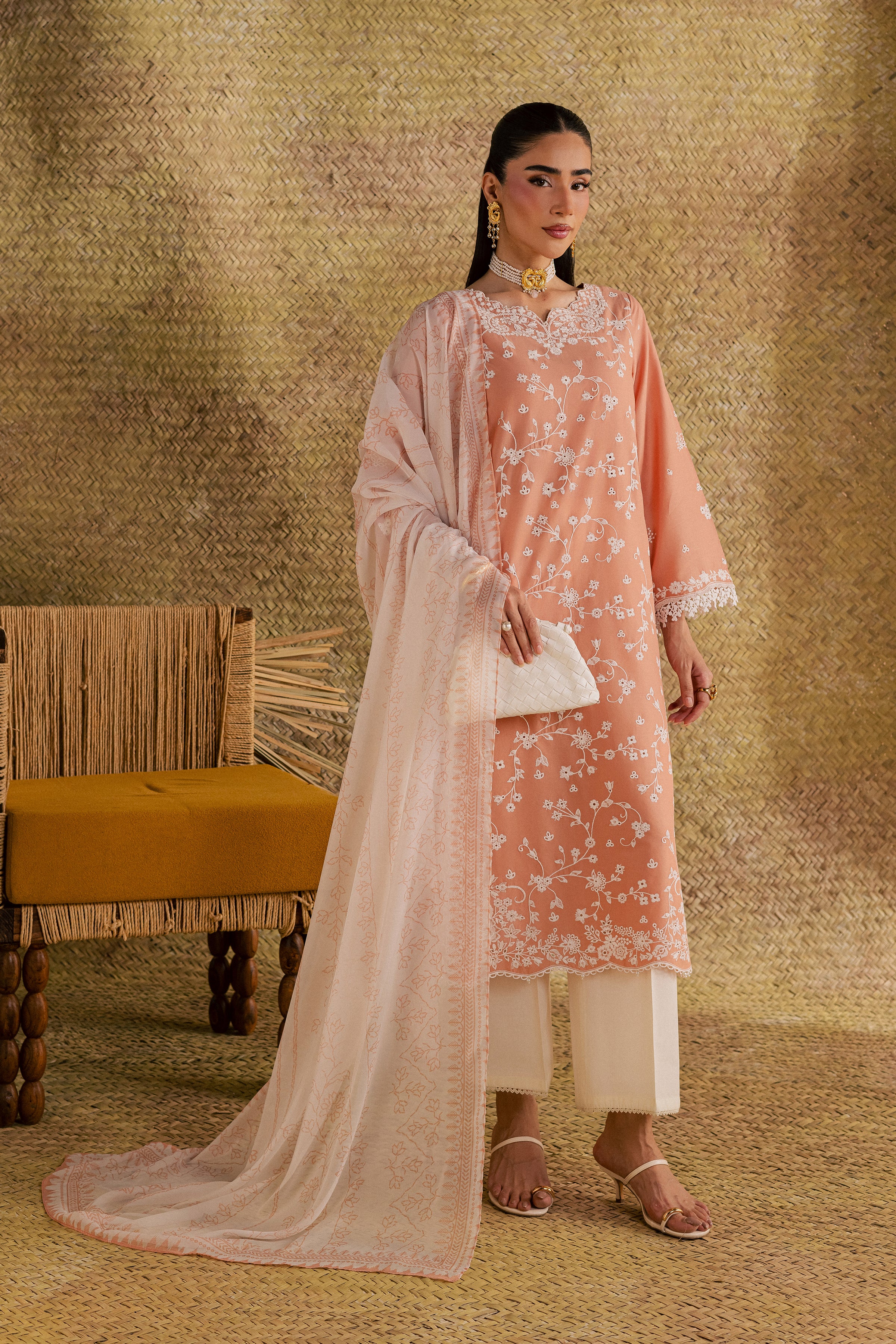 Maiza 3Pc - Festive Eid Pret BATIKSS26 BATIK XS / Peach / Pima Lawn-S / Peach / Pima Lawn-M / Peach / Pima Lawn-L / Peach / Pima Lawn-XL / Peach / Pima Lawn