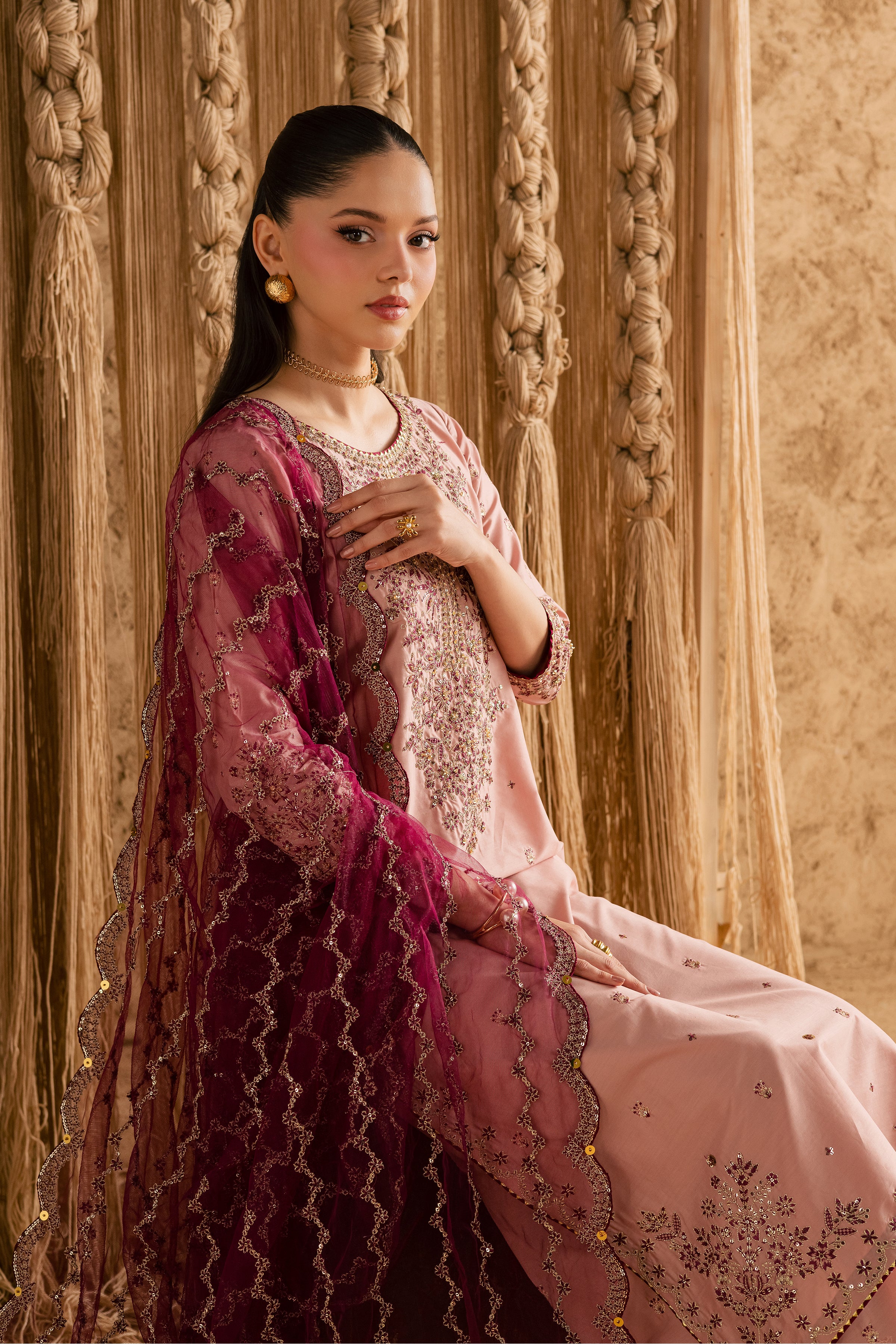 Malaal 3Pc - Festive Eid Pret BATIKEID2026 BATIK XS / Taffy Pink / Giza-S / Taffy Pink / Giza-M / Taffy Pink / Giza-L / Taffy Pink / Giza-XL / Taffy Pink / Giza