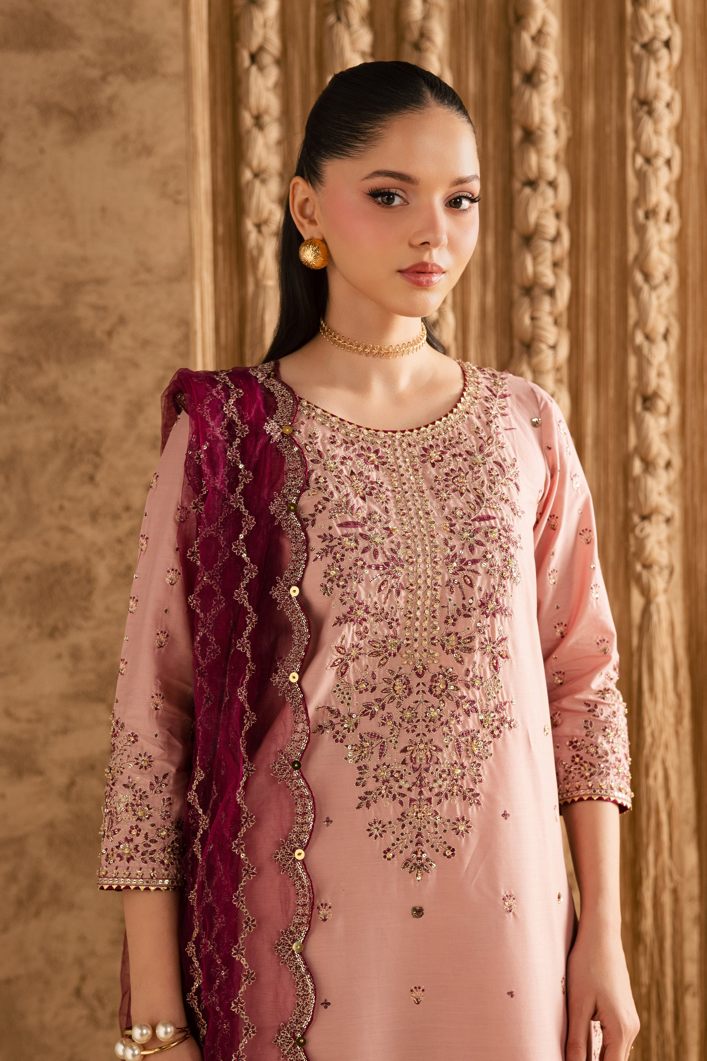 Malaal 3Pc - Festive Eid Pret BATIKEID2026 BATIK XS / Taffy Pink / Giza-S / Taffy Pink / Giza-M / Taffy Pink / Giza-L / Taffy Pink / Giza-XL / Taffy Pink / Giza