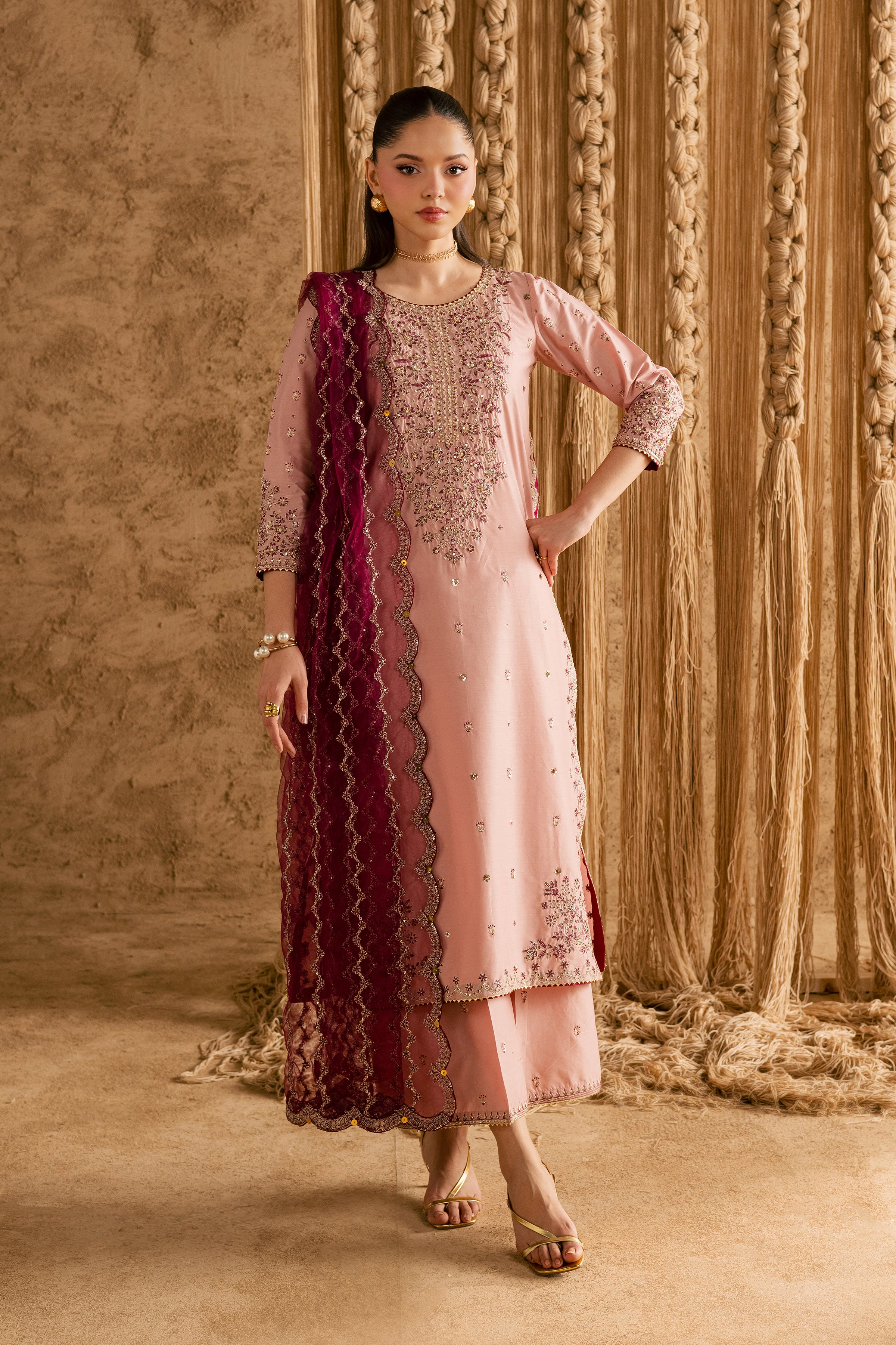 Malaal 3Pc - Festive Eid Pret BATIKEID2026 BATIK XS / Taffy Pink / Giza-S / Taffy Pink / Giza-M / Taffy Pink / Giza-L / Taffy Pink / Giza-XL / Taffy Pink / Giza