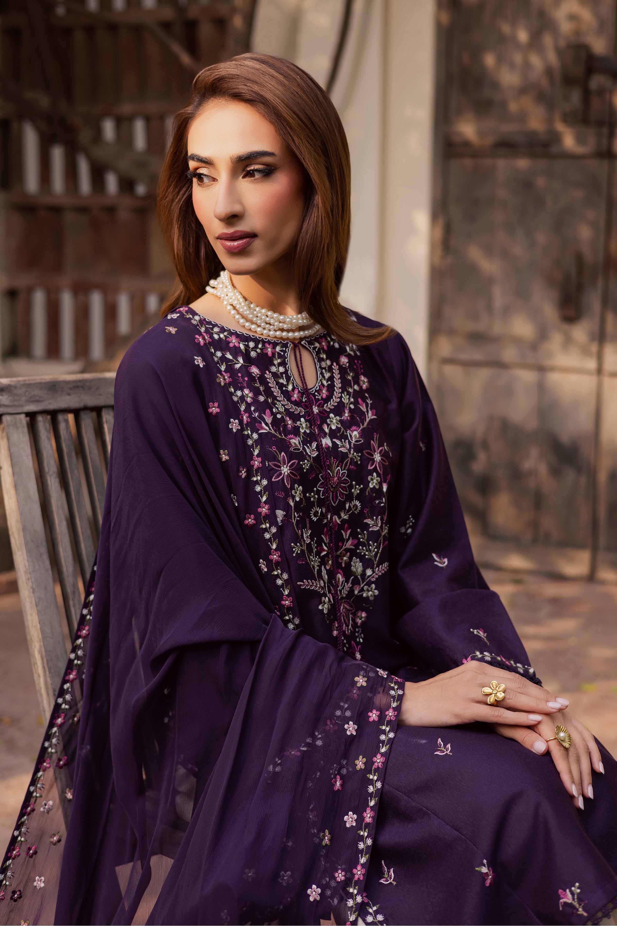 Malam 3Pc - Embroidered Festive Pret BATIK WINTER PRET 2025 BATIK XS / Egg Plant / Textured Cotton-S / Egg Plant / Textured Cotton-M / Egg Plant / Textured Cotton-L / Egg Plant / Textured Cotton-XL / Egg Plant / Textured Cotton