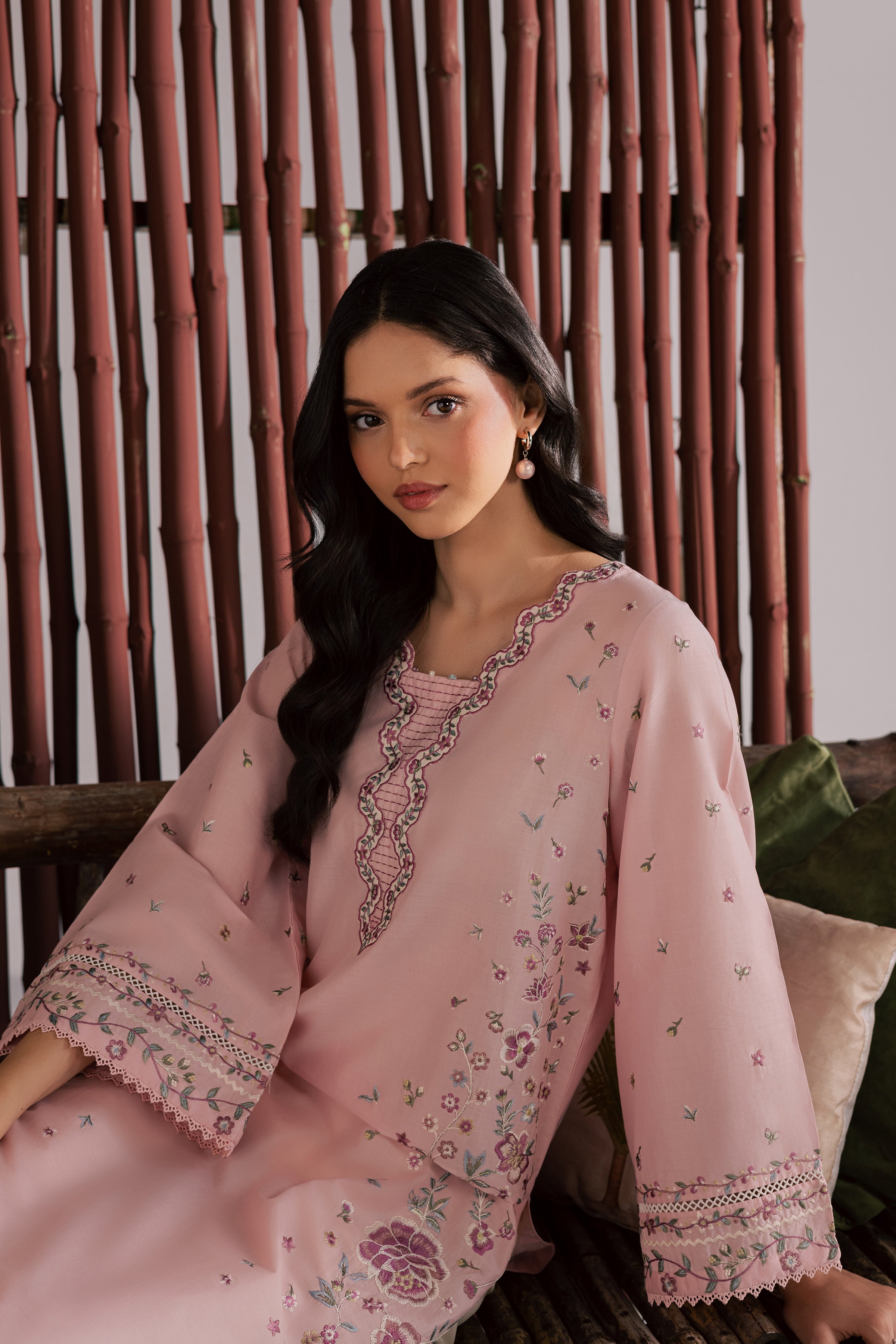Mallow 2Pc - Embroidered Lawn Dress EverydayEdit26 BATIK XS / Powder Pink / Pima Lawn-S / Powder Pink / Pima Lawn-M / Powder Pink / Pima Lawn-L / Powder Pink / Pima Lawn-XL / Powder Pink / Pima Lawn