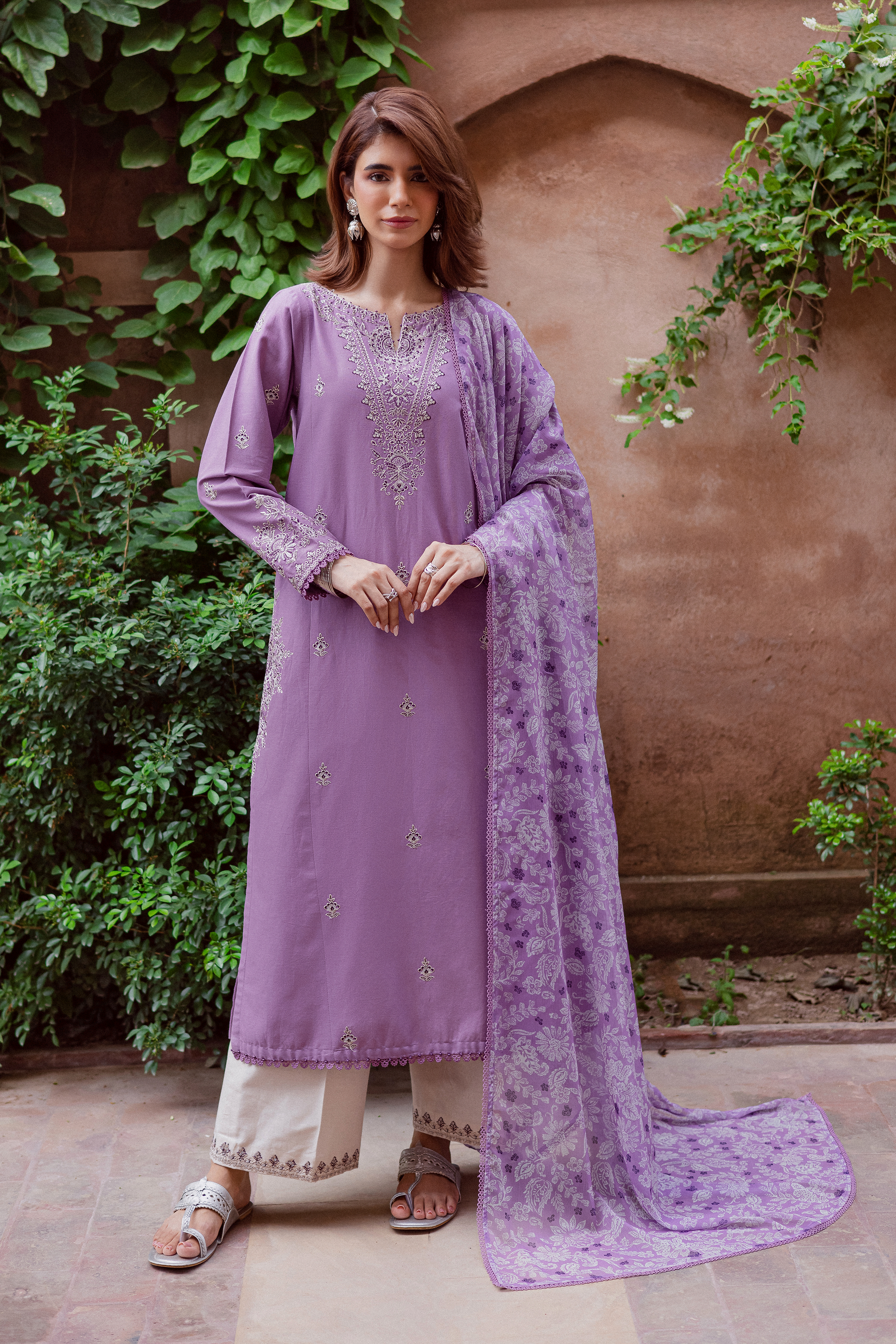 Mandala 3Pc - Embroidered Khaddar Dress BATIK WINTER PRET 2025 BATIK XS / Lavender / Khaddar-S / Lavender / Khaddar-M / Lavender / Khaddar-L / Lavender / Khaddar-XL / Lavender / Khaddar