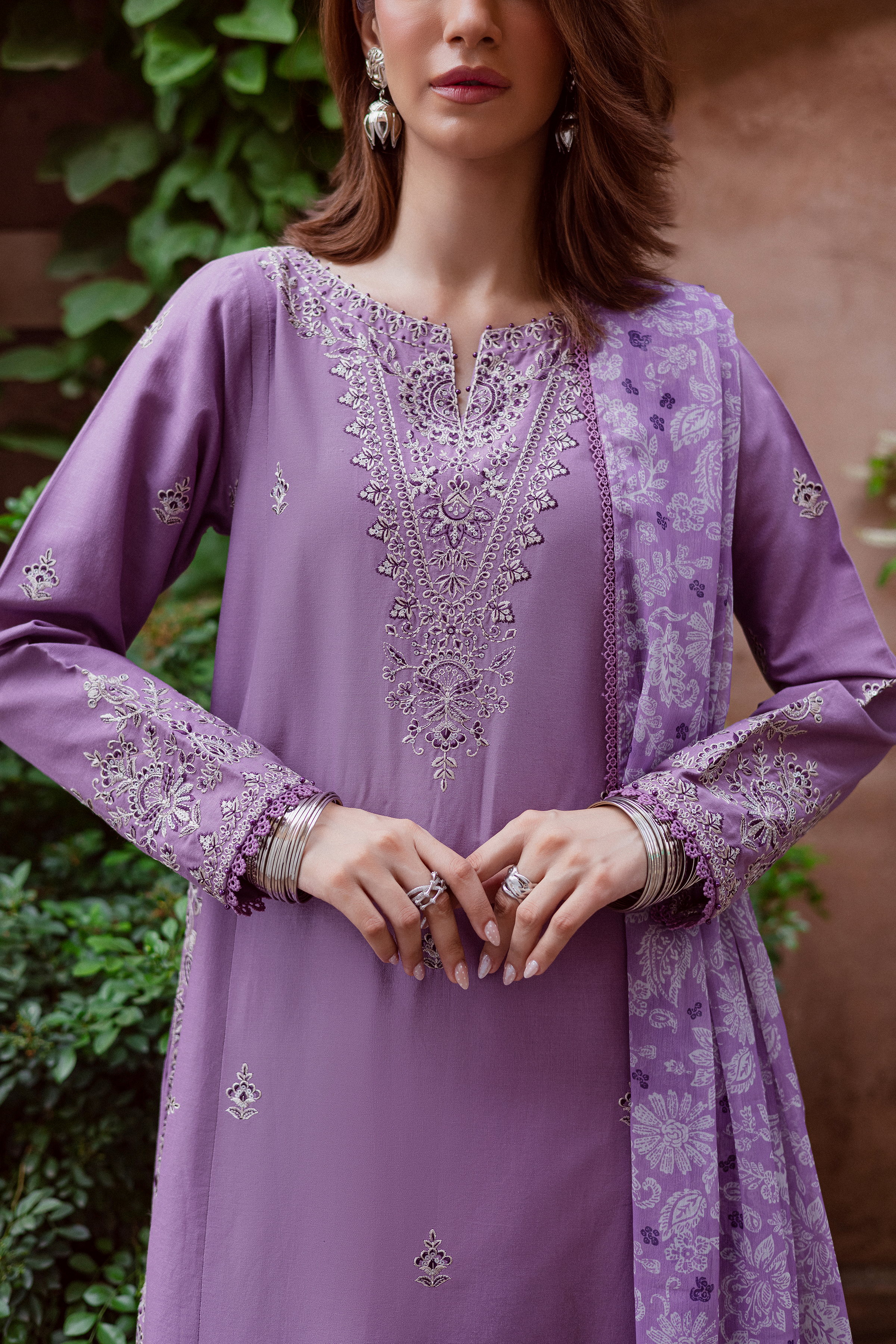 Mandala 3Pc - Embroidered Khaddar Dress BATIK WINTER PRET 2025 BATIK XS / Lavender / Khaddar-S / Lavender / Khaddar-M / Lavender / Khaddar-L / Lavender / Khaddar-XL / Lavender / Khaddar
