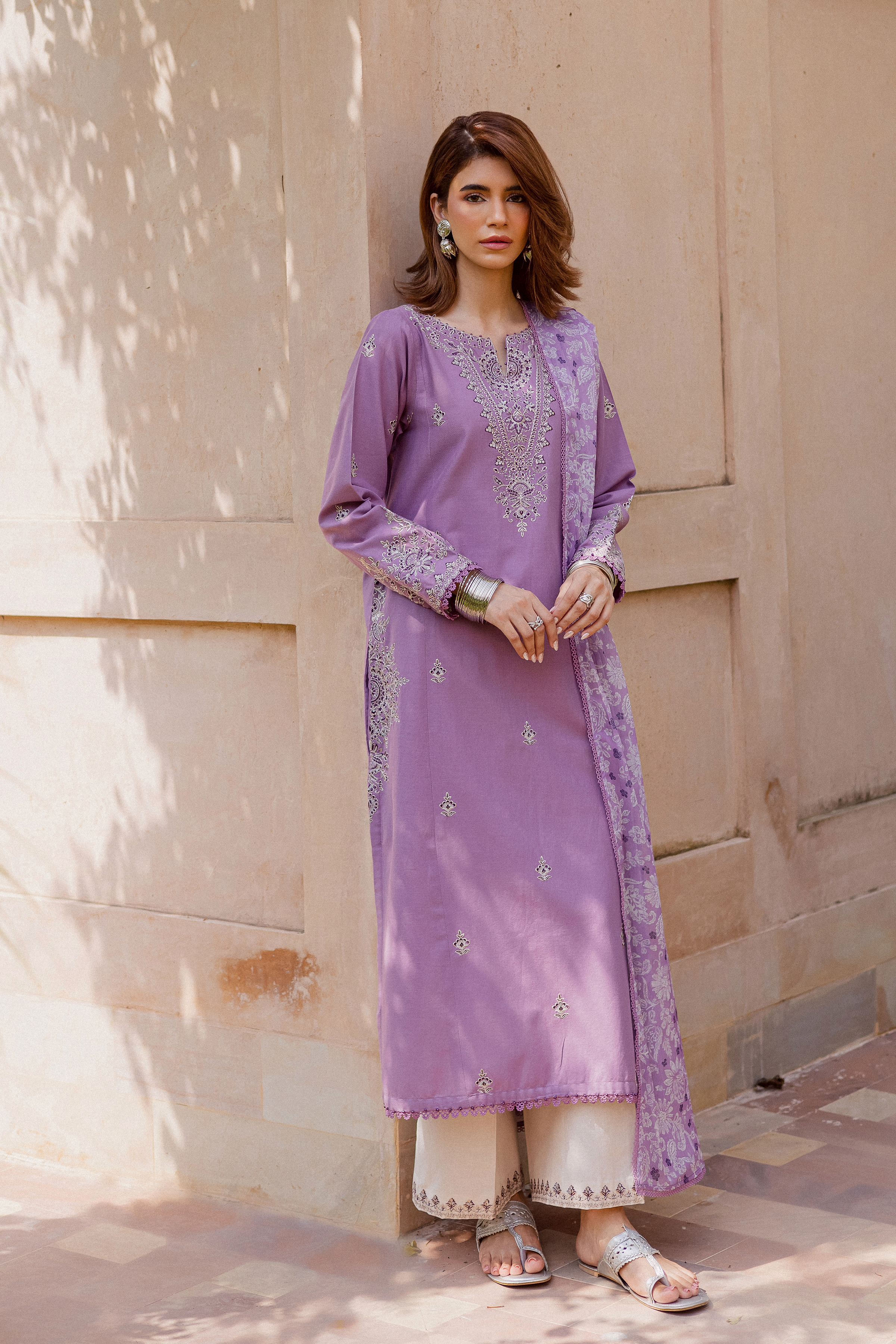Mandala 3Pc - Embroidered Khaddar Dress BATIK WINTER PRET 2025 BATIK XS / Lavender / Khaddar-S / Lavender / Khaddar-M / Lavender / Khaddar-L / Lavender / Khaddar-XL / Lavender / Khaddar