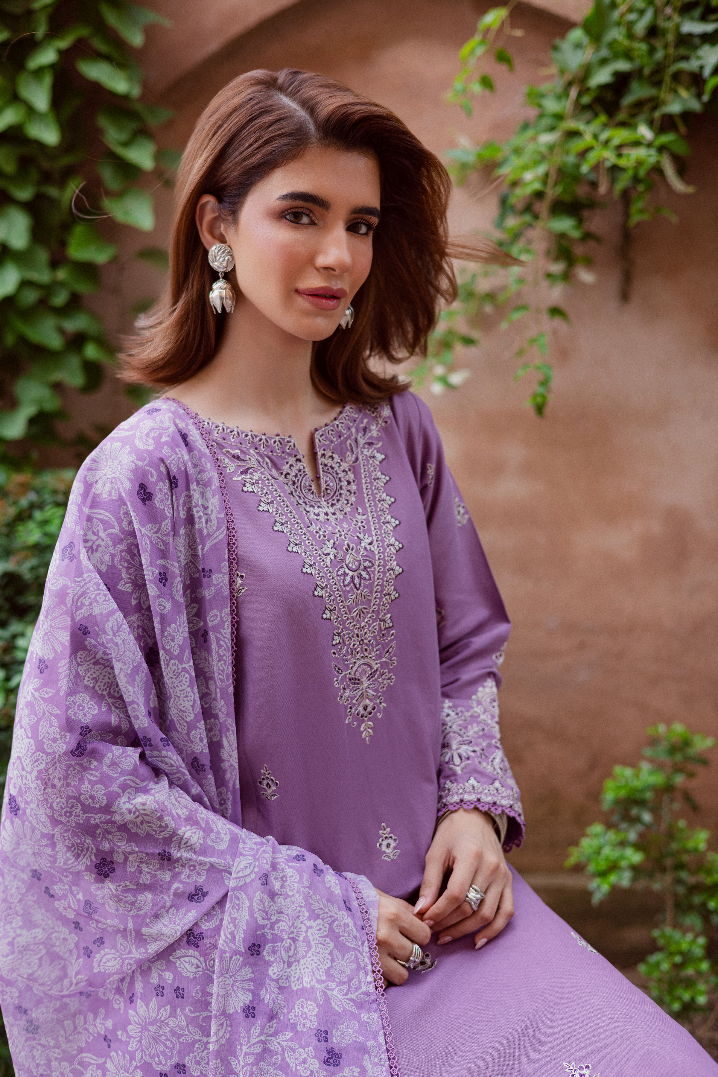 Mandala 3Pc - Embroidered Khaddar Dress BATIK WINTER PRET 2025 BATIK XS / Lavender / Khaddar-S / Lavender / Khaddar-M / Lavender / Khaddar-L / Lavender / Khaddar-XL / Lavender / Khaddar