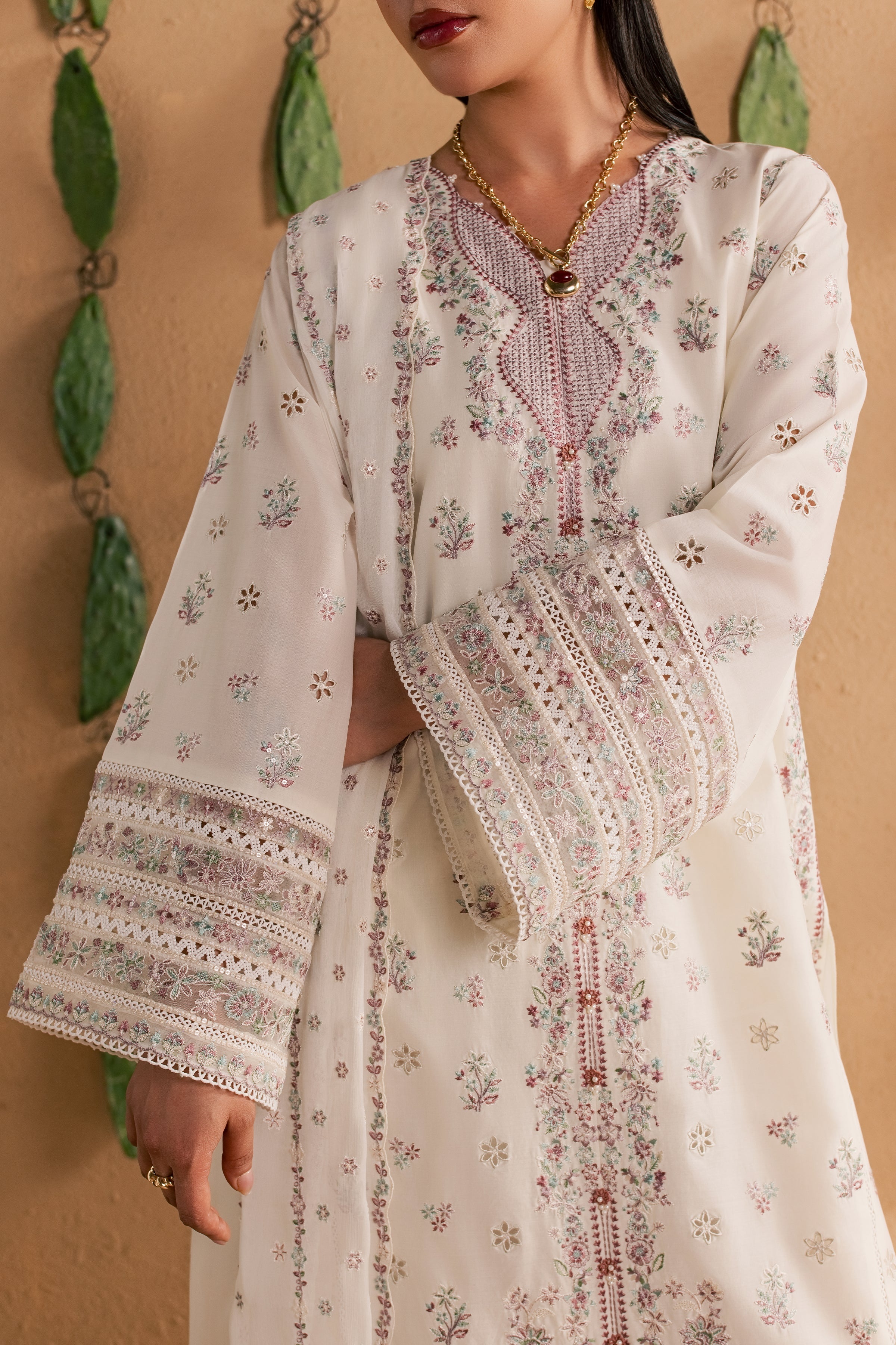 Manon 3Pc - Luxury Embroidered Lawn BATIKSS26 BATIK XS / Eggnog / Pima Lawn-S / Eggnog / Pima Lawn-M / Eggnog / Pima Lawn-L / Eggnog / Pima Lawn-XL / Eggnog / Pima Lawn