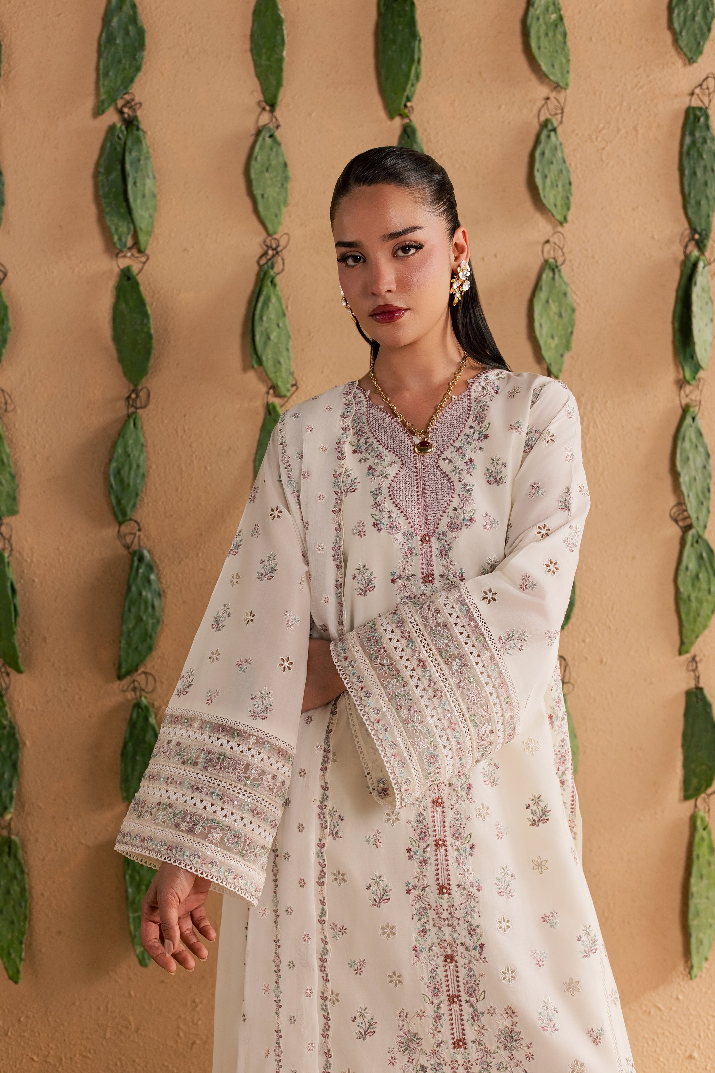 Manon 3Pc - Luxury Embroidered Lawn BATIKSS26 BATIK XS / Eggnog / Pima Lawn-S / Eggnog / Pima Lawn-M / Eggnog / Pima Lawn-L / Eggnog / Pima Lawn-XL / Eggnog / Pima Lawn