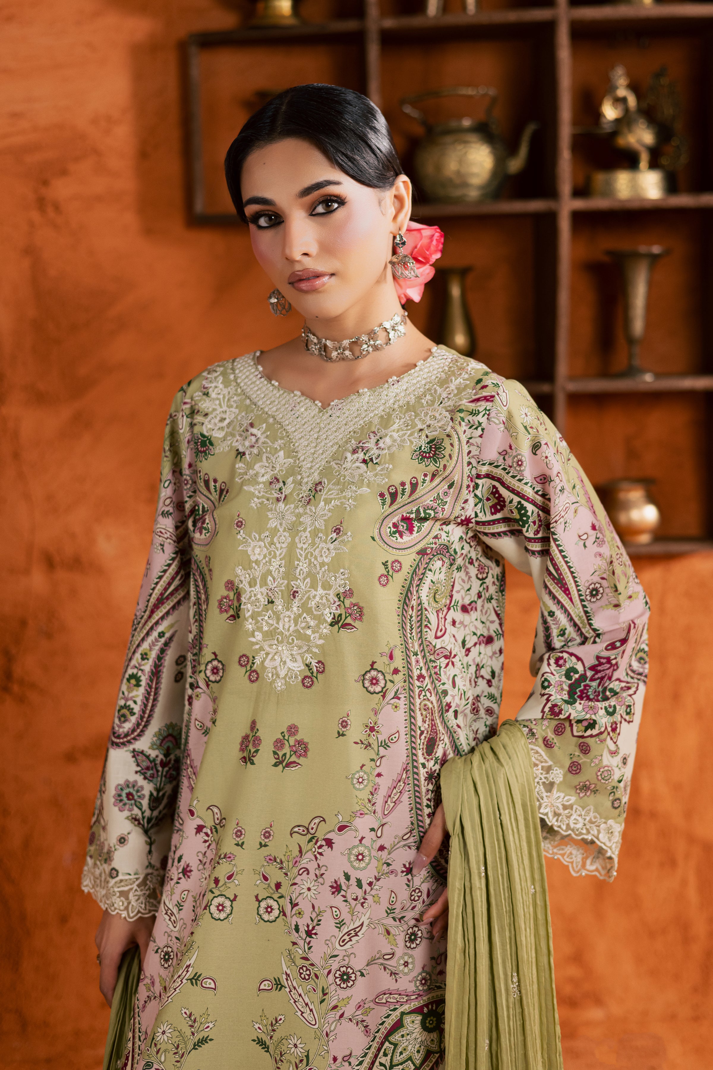 Margot 3Pc - Printed Lawn Dress BATIKEID2026 BATIK XS / Green / Lawn-S / Green / Lawn-M / Green / Lawn-L / Green / Lawn-XL / Green / Lawn
