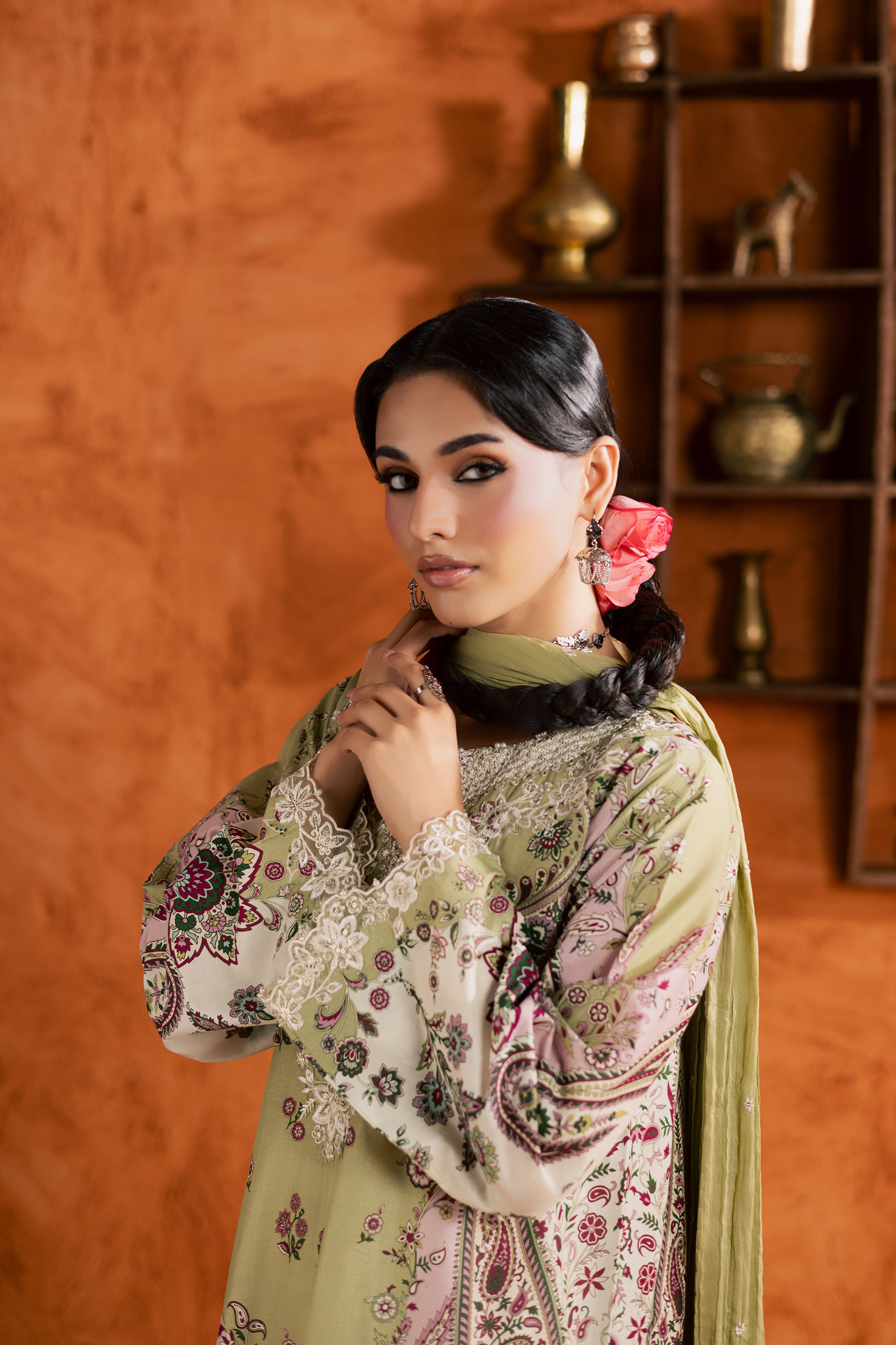 Margot 3Pc - Printed Lawn Dress BATIKEID2026 BATIK XS / Green / Lawn-S / Green / Lawn-M / Green / Lawn-L / Green / Lawn-XL / Green / Lawn