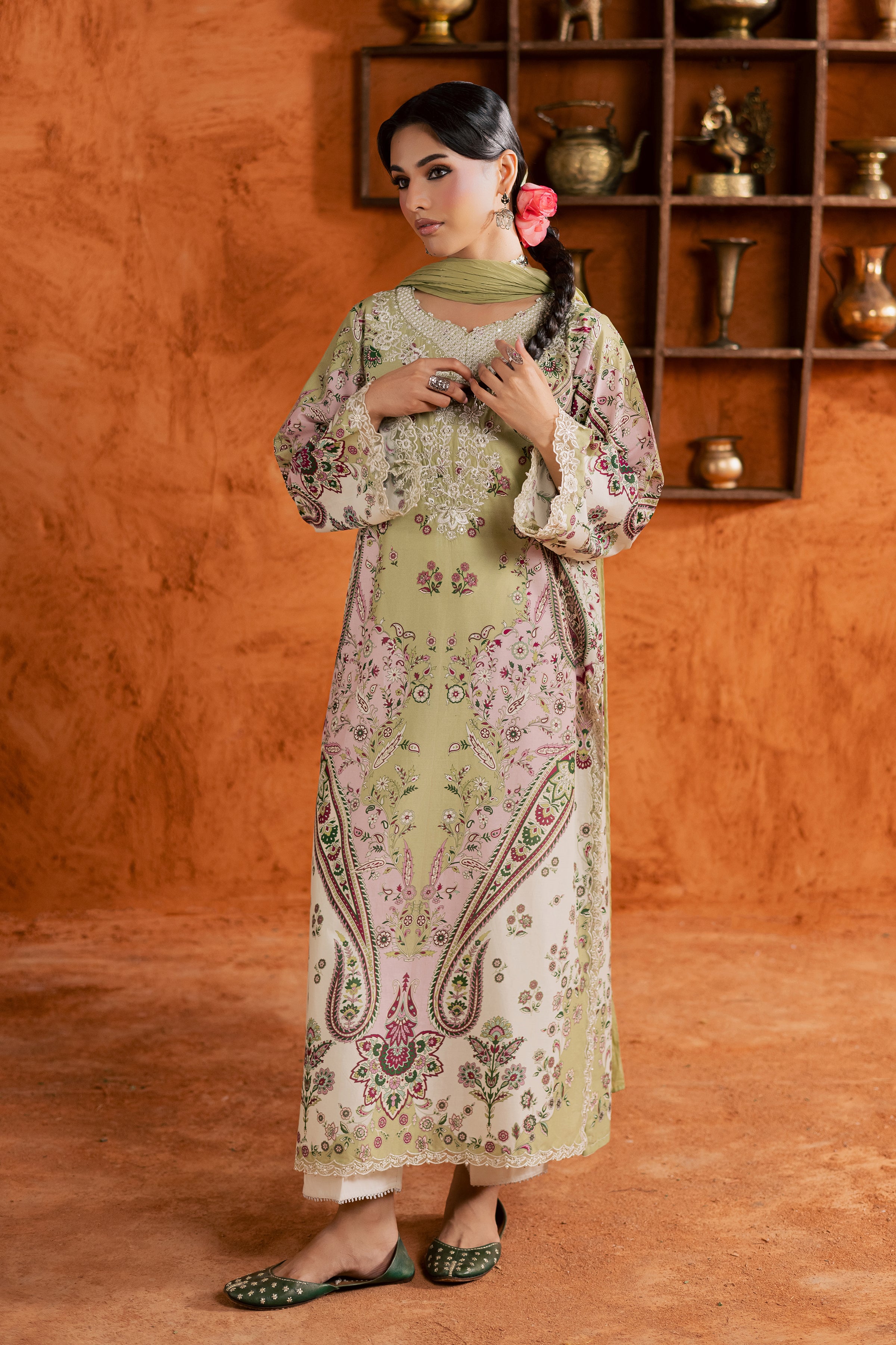 Margot 3Pc - Printed Lawn Dress BATIKEID2026 BATIK XS / Green / Lawn-S / Green / Lawn-M / Green / Lawn-L / Green / Lawn-XL / Green / Lawn