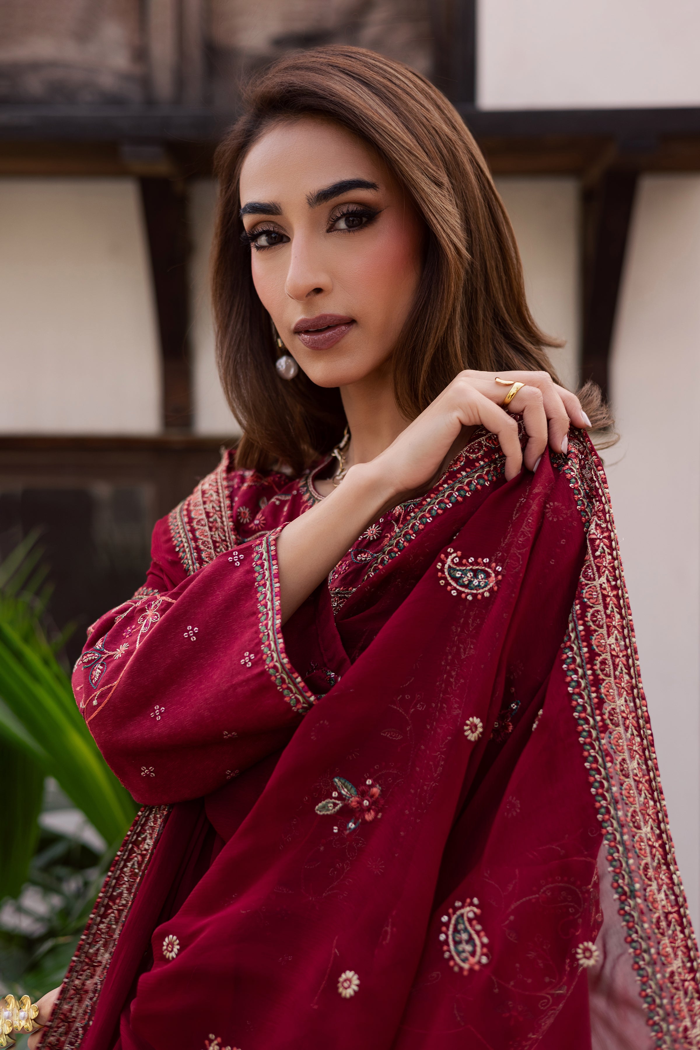 Marilyn 3Pc - Embroidered Festive Pret BATIK WINTER PRET 2025 BATIK XS / Red / Cotton-S / Red / Cotton-M / Red / Cotton-L / Red / Cotton-XL / Red / Cotton