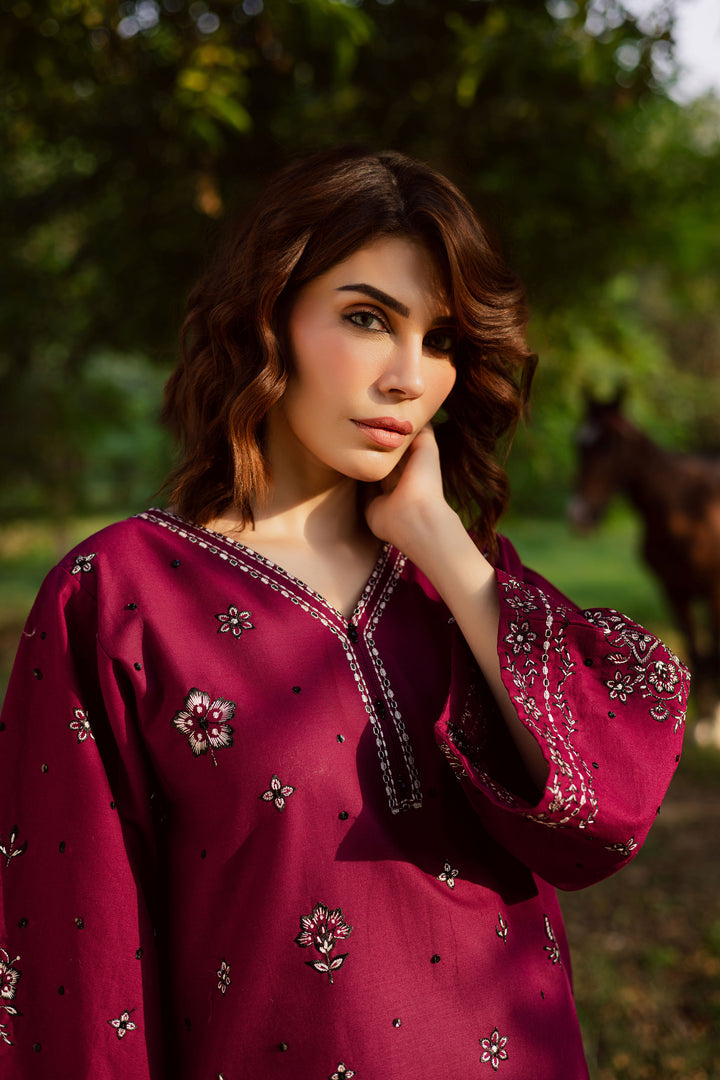 Maroon Berry 2Pc - Embroidered Khaddar Dress BATIK WINTER PRET 2025  BATIK   XS / Beetroot / Khaddar-S / Beetroot / Khaddar-M / Beetroot / Khaddar-L / Beetroot / Khaddar-XL / Beetroot / Khaddar