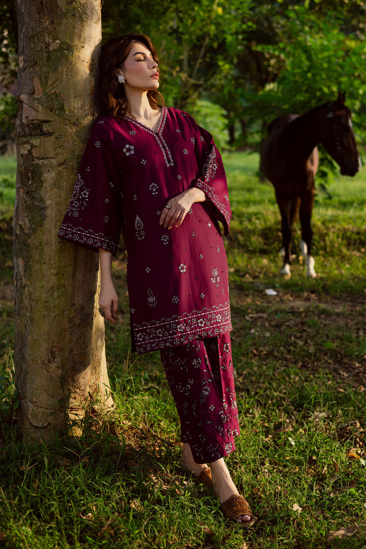 Maroon Berry 2Pc - Embroidered Khaddar Dress BATIK WINTER PRET 2025  BATIK   XS / Beetroot / Khaddar-S / Beetroot / Khaddar-M / Beetroot / Khaddar-L / Beetroot / Khaddar-XL / Beetroot / Khaddar