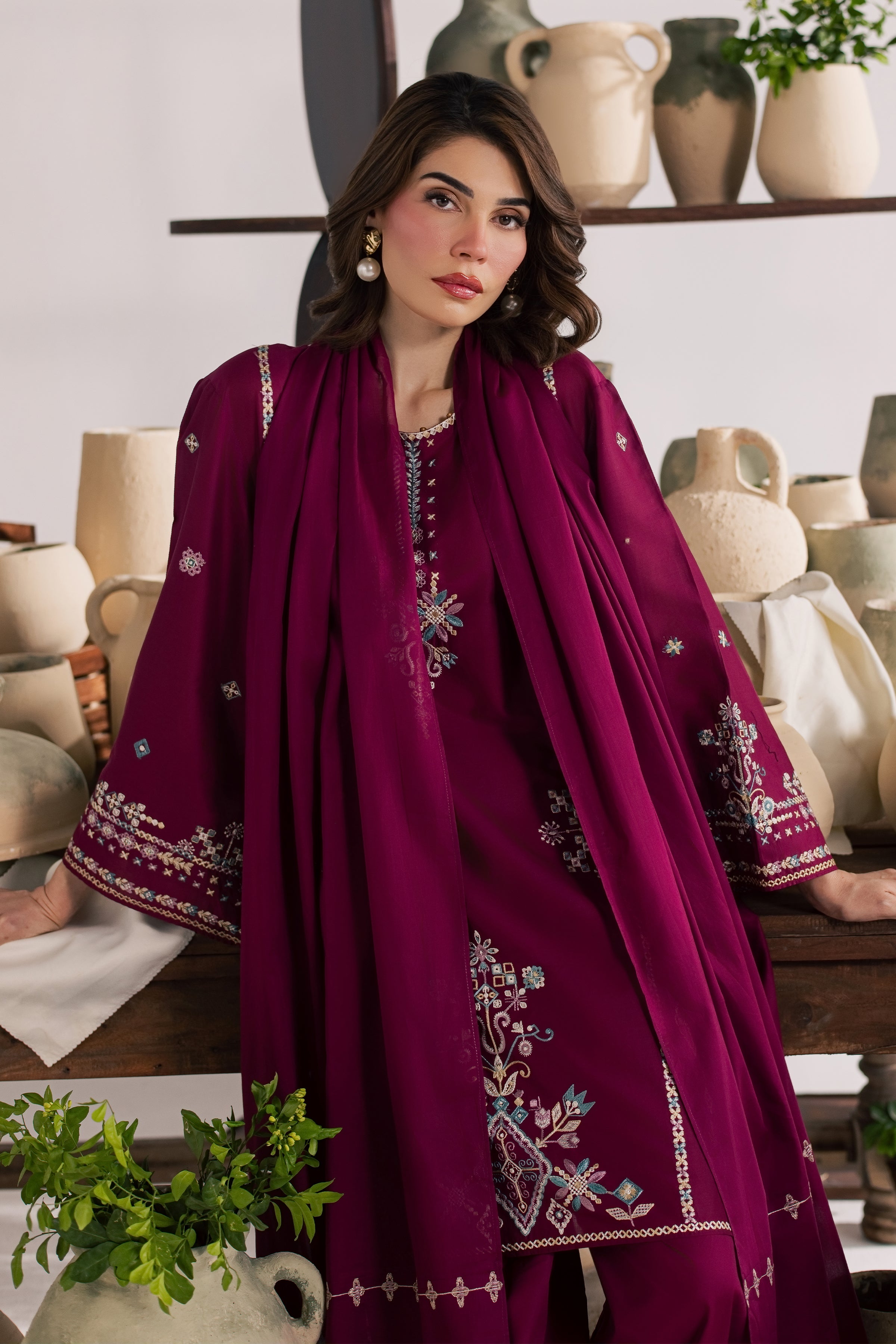 Maroon Mist 3Pc - Embroidered Lawn Dress EverydayEdit26 BATIK XS / Old Mauve / Pima Lawn-S / Old Mauve / Pima Lawn-M / Old Mauve / Pima Lawn-L / Old Mauve / Pima Lawn-XL / Old Mauve / Pima Lawn
