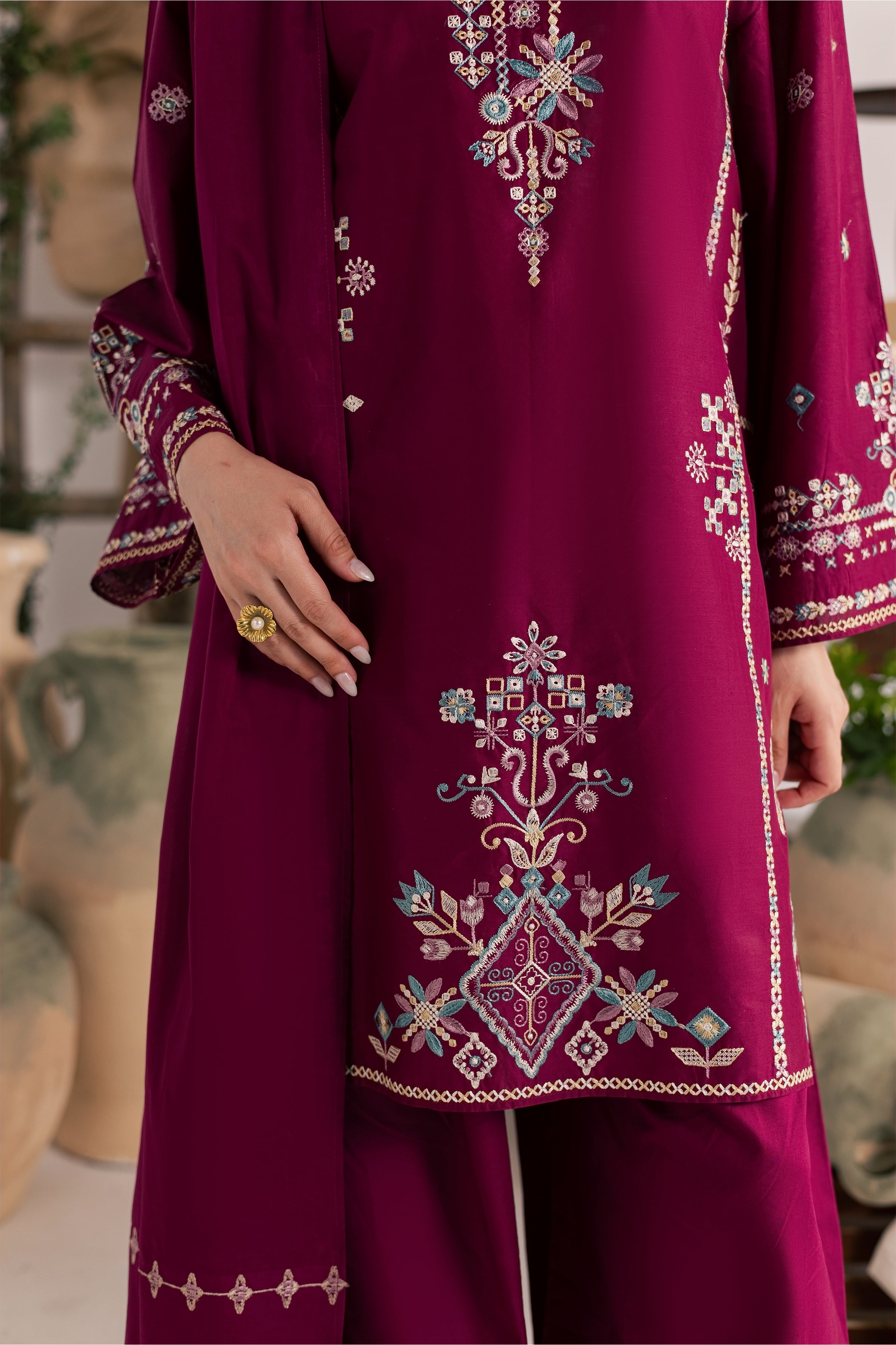 Maroon Mist 3Pc - Embroidered Lawn Dress EverydayEdit26 BATIK XS / Old Mauve / Pima Lawn-S / Old Mauve / Pima Lawn-M / Old Mauve / Pima Lawn-L / Old Mauve / Pima Lawn-XL / Old Mauve / Pima Lawn