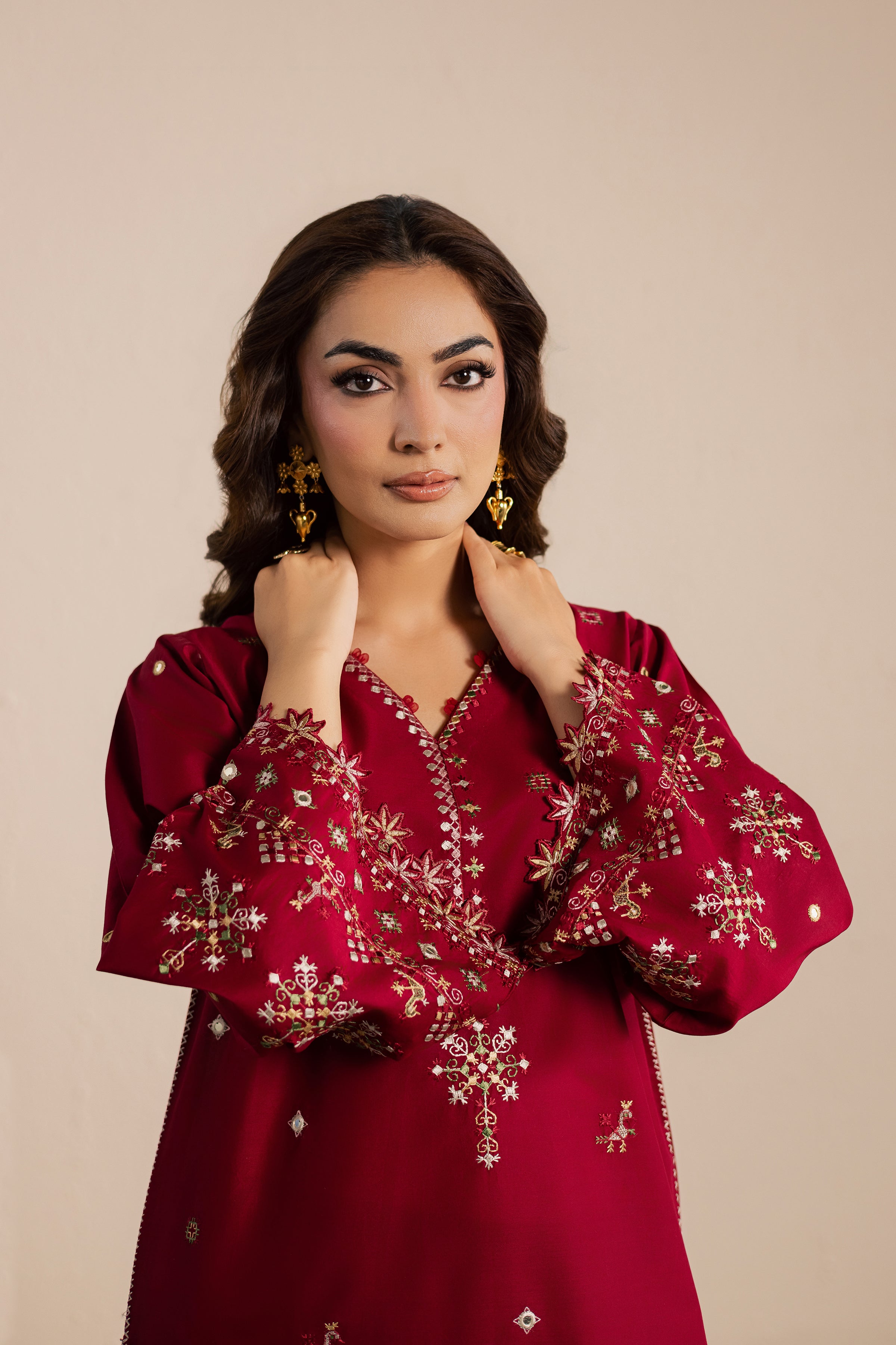 Maroon Santro 2Pc - Embroidered Lawn Dress EverydayEdit26 BATIK XS / Tibetan Red / Pima Lawn-S / Tibetan Red / Pima Lawn-M / Tibetan Red / Pima Lawn-L / Tibetan Red / Pima Lawn-XL / Tibetan Red / Pima Lawn
