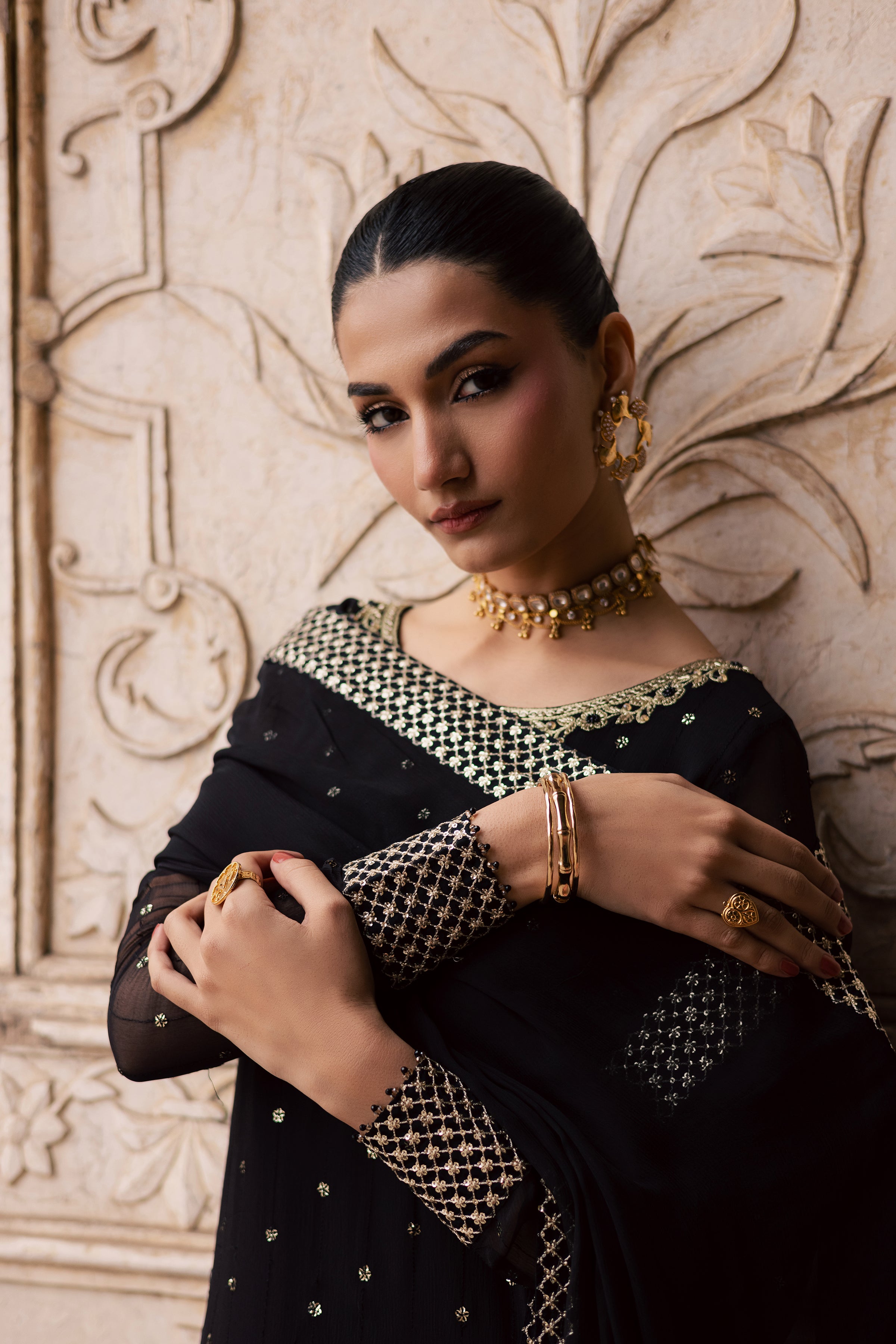 Mashal 3Pc - Festive Luxe Pret BATIKLuxePRET BATIK XS / Black / Chiffon-S / Black / Chiffon-M / Black / Chiffon-L / Black / Chiffon-XL / Black / Chiffon