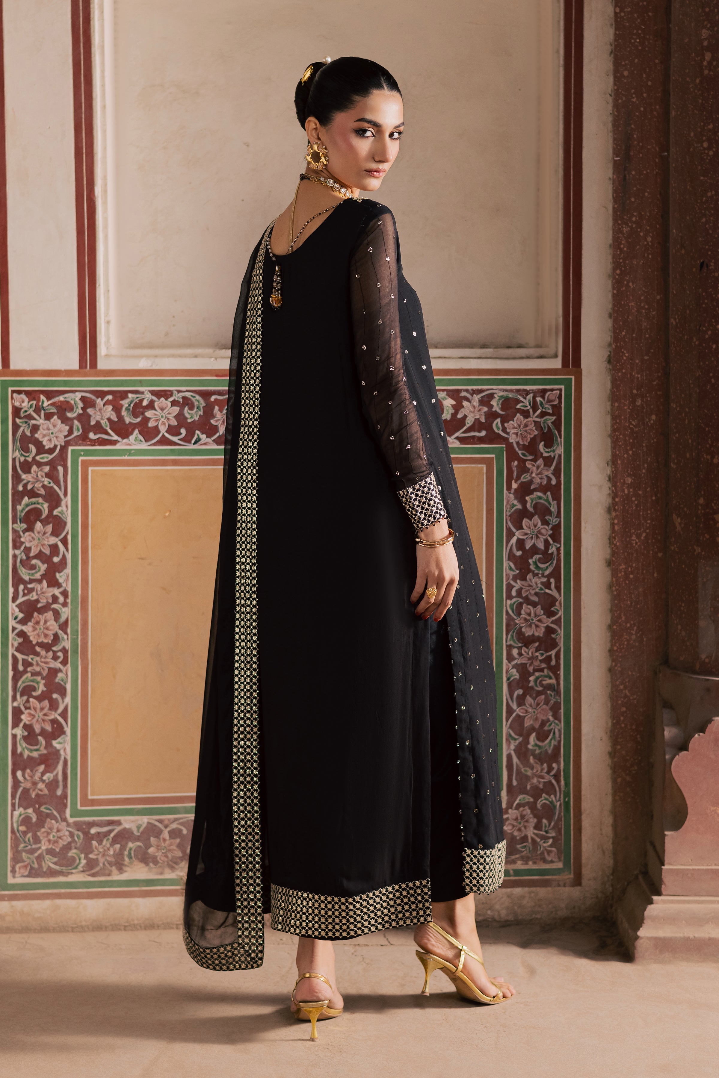 Mashal 3Pc - Festive Luxe Pret BATIKLuxePRET BATIK XS / Black / Chiffon-S / Black / Chiffon-M / Black / Chiffon-L / Black / Chiffon-XL / Black / Chiffon