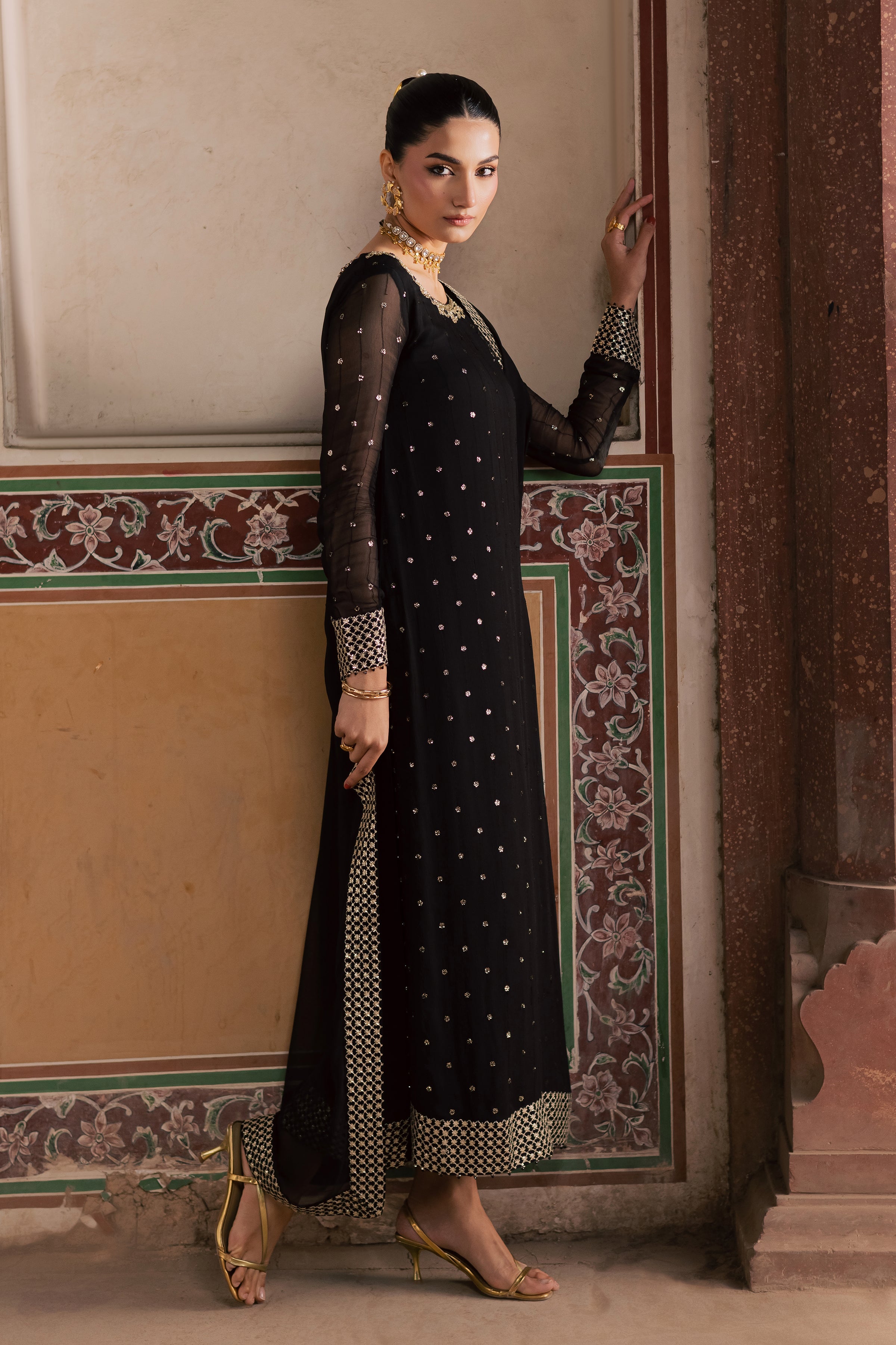 Mashal 3Pc - Festive Luxe Pret BATIKLuxePRET BATIK XS / Black / Chiffon-S / Black / Chiffon-M / Black / Chiffon-L / Black / Chiffon-XL / Black / Chiffon