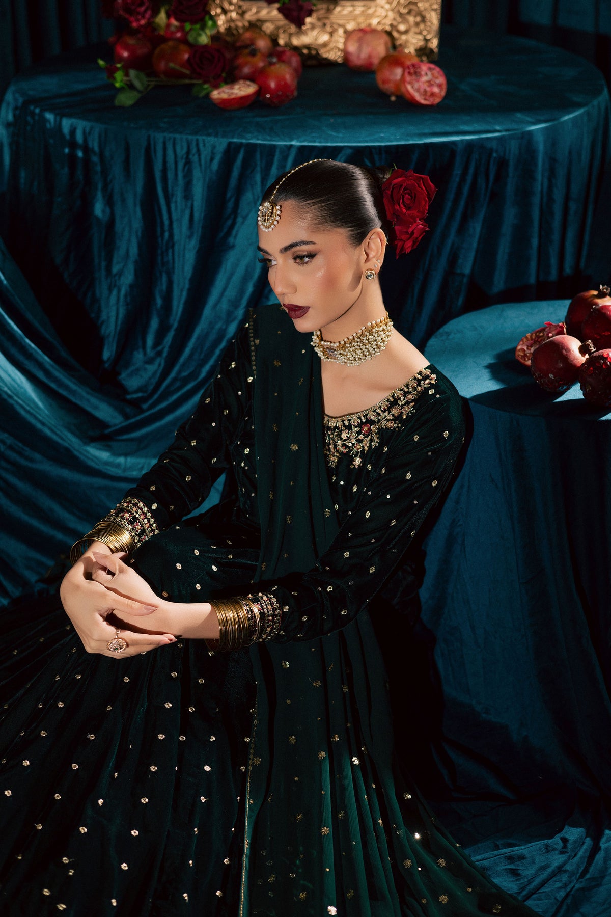 Masoori 3Pc - Velvet Formal Dress BATIKstudio BATIK S / Teal / Velvet-M / Teal / Velvet-L / Teal / Velvet