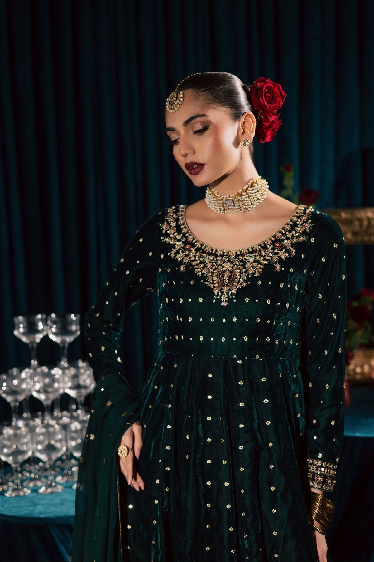 Masoori 3Pc - Velvet Formal Dress BATIKstudio BATIK S / Teal / Velvet-M / Teal / Velvet-L / Teal / Velvet