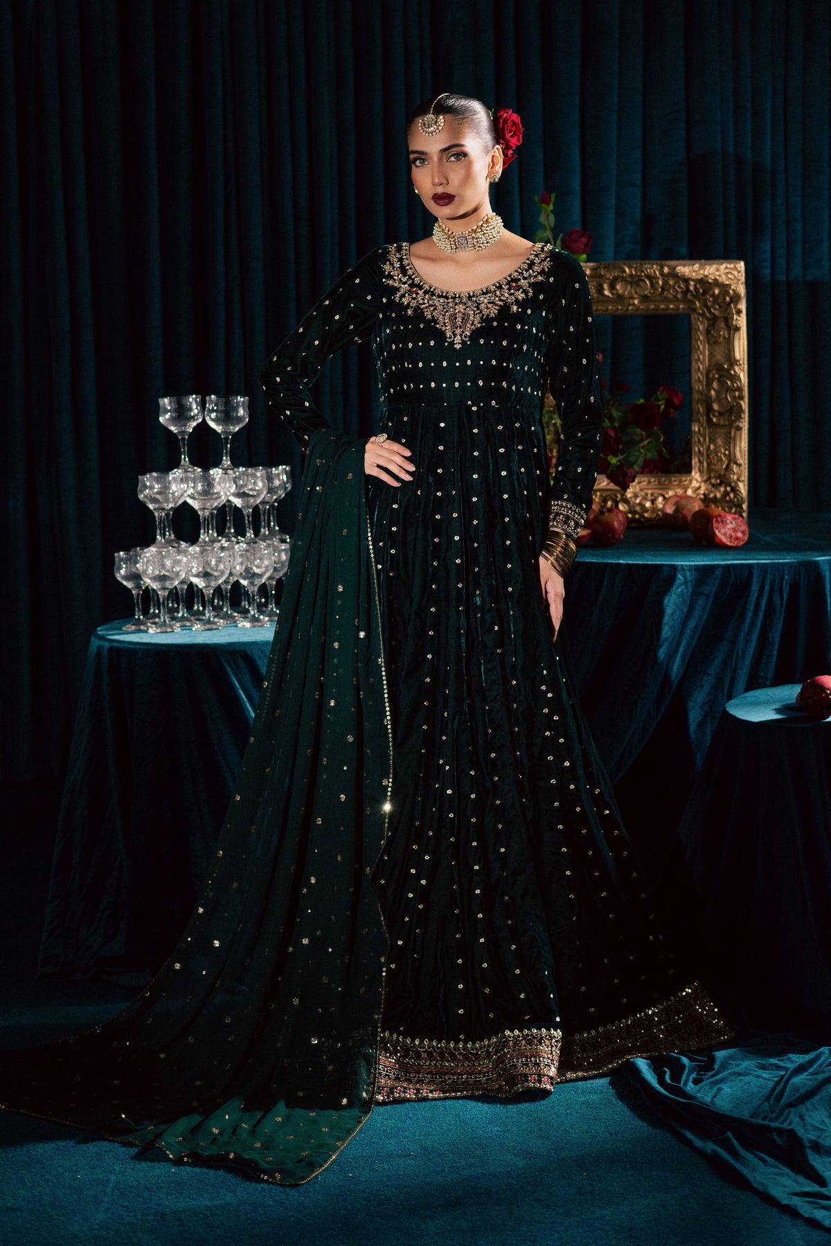 Masoori 3Pc - Velvet Formal Dress BATIKstudio BATIK S / Teal / Velvet-M / Teal / Velvet-L / Teal / Velvet