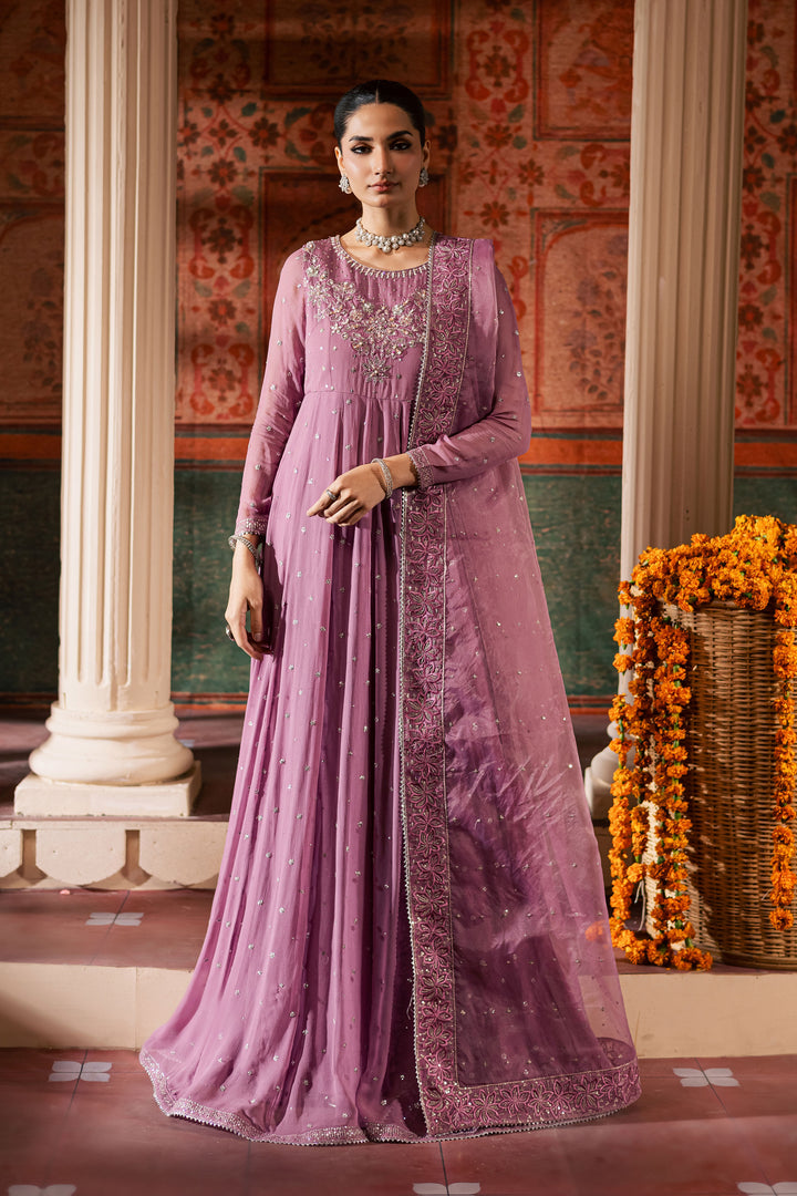 Mauve Muse 3Pc - Chiffon Wedding Frock BATIKLuxePRET2025  BATIK   S / Mauve / Chiffon & Raw Silk-M / Mauve / Chiffon & Raw Silk-L / Mauve / Chiffon & Raw Silk