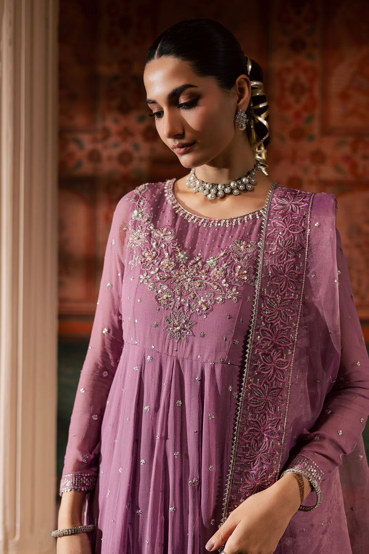 Mauve Muse 3Pc - Chiffon Wedding Frock BATIKLuxePRET2025  BATIK   S / Mauve / Chiffon & Raw Silk-M / Mauve / Chiffon & Raw Silk-L / Mauve / Chiffon & Raw Silk