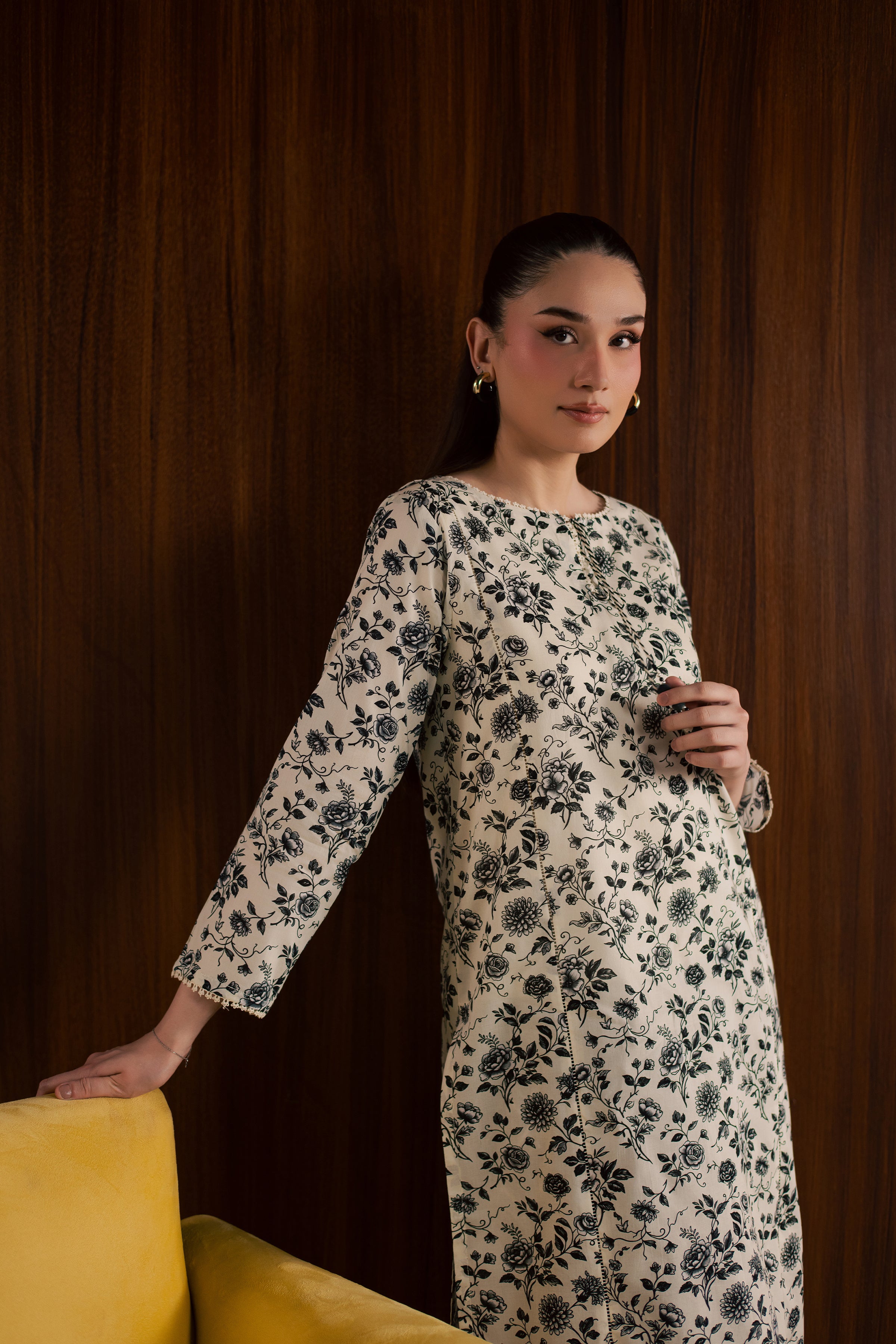 Maxton and Crocus 2Pc - Printed Lawn Dress BATIKSS26 BATIK XS / White and Black / Lawn-S / White and Black / Lawn-M / White and Black / Lawn-L / White and Black / Lawn-XL / White and Black / Lawn