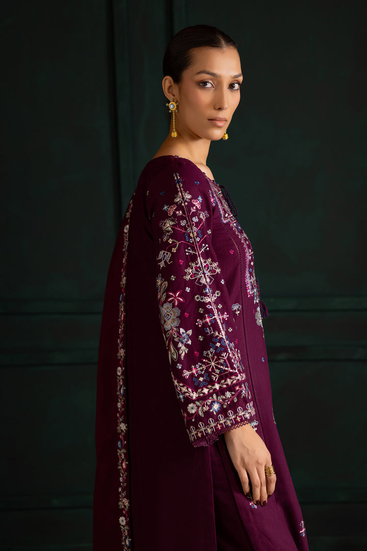 Meg 3Pc - Embroidered Khaddar Dress BATIK WINTER PRET 2025  BATIK   XS / Magenta / Khaddar-S / Magenta / Khaddar-M / Magenta / Khaddar-L / Magenta / Khaddar-XL / Magenta / Khaddar