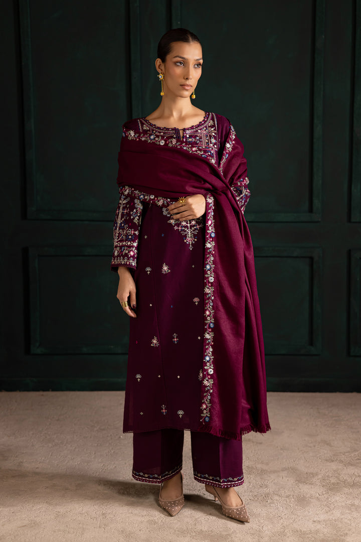 Meg 3Pc - Embroidered Khaddar Dress BATIK WINTER PRET 2025  BATIK   XS / Magenta / Khaddar-S / Magenta / Khaddar-M / Magenta / Khaddar-L / Magenta / Khaddar-XL / Magenta / Khaddar