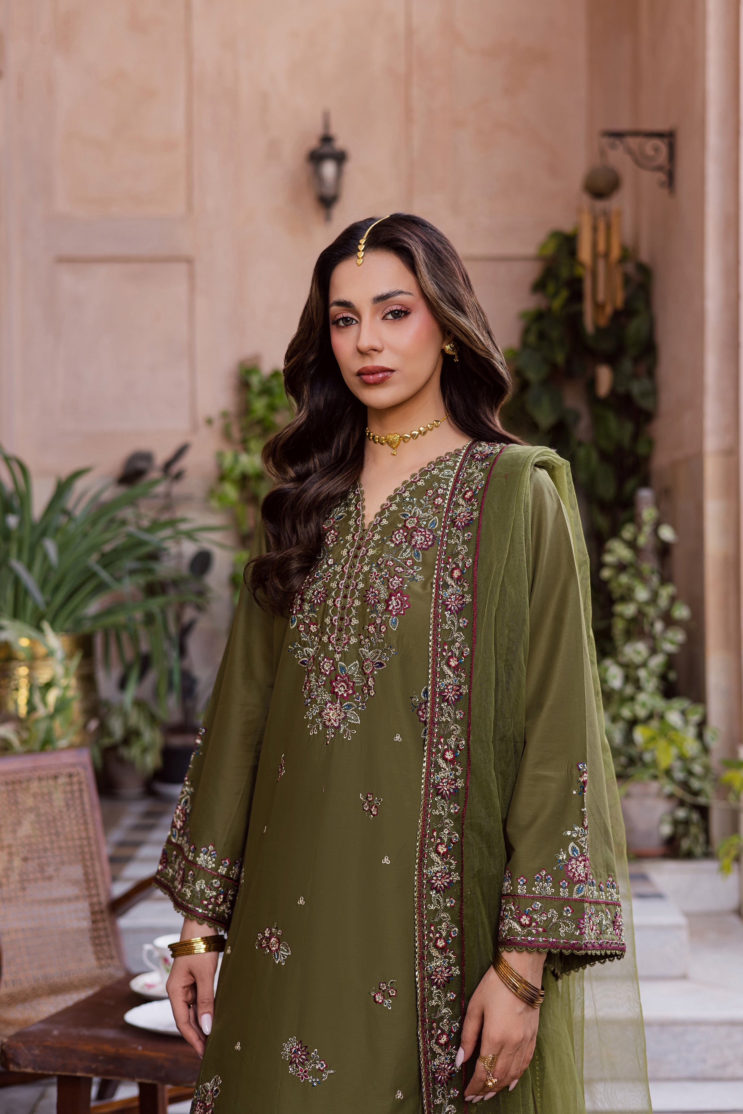 Mehlab 3Pc - Festive Embroidered Lawn BATIKEID2026 BATIK XS / Army Green / Pima Lawn-S / Army Green / Pima Lawn-M / Army Green / Pima Lawn-L / Army Green / Pima Lawn-XL / Army Green / Pima Lawn