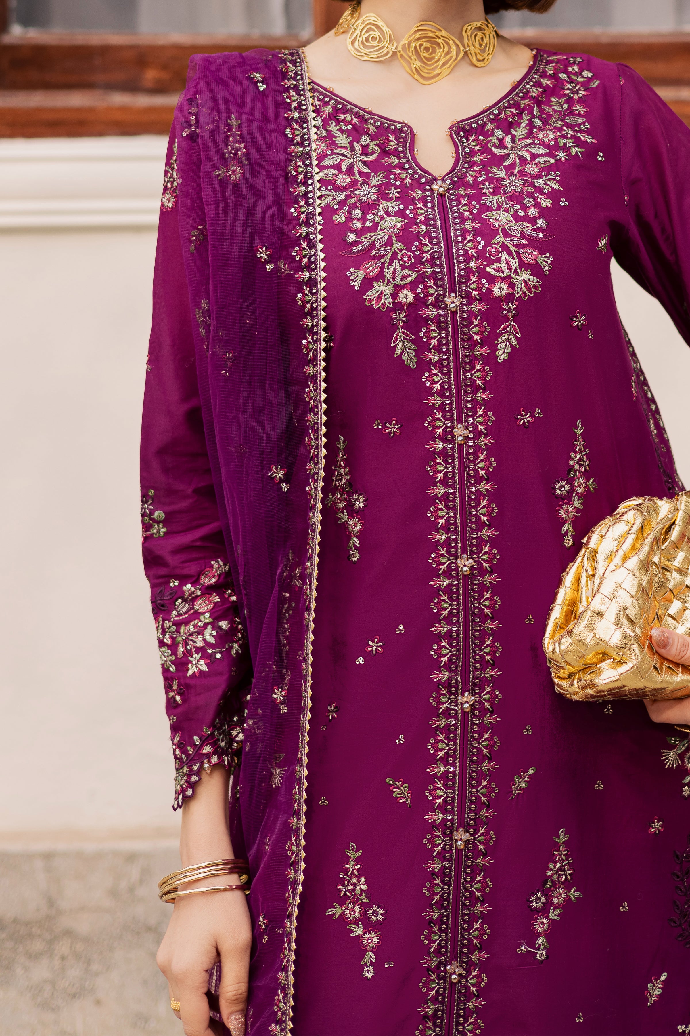 Merissa 3Pc - Festive Embroidered Lawn BATIKEID2026 BATIK XS / Wine / Pima Lawn-S / Wine / Pima Lawn-M / Wine / Pima Lawn-L / Wine / Pima Lawn-XL / Wine / Pima Lawn