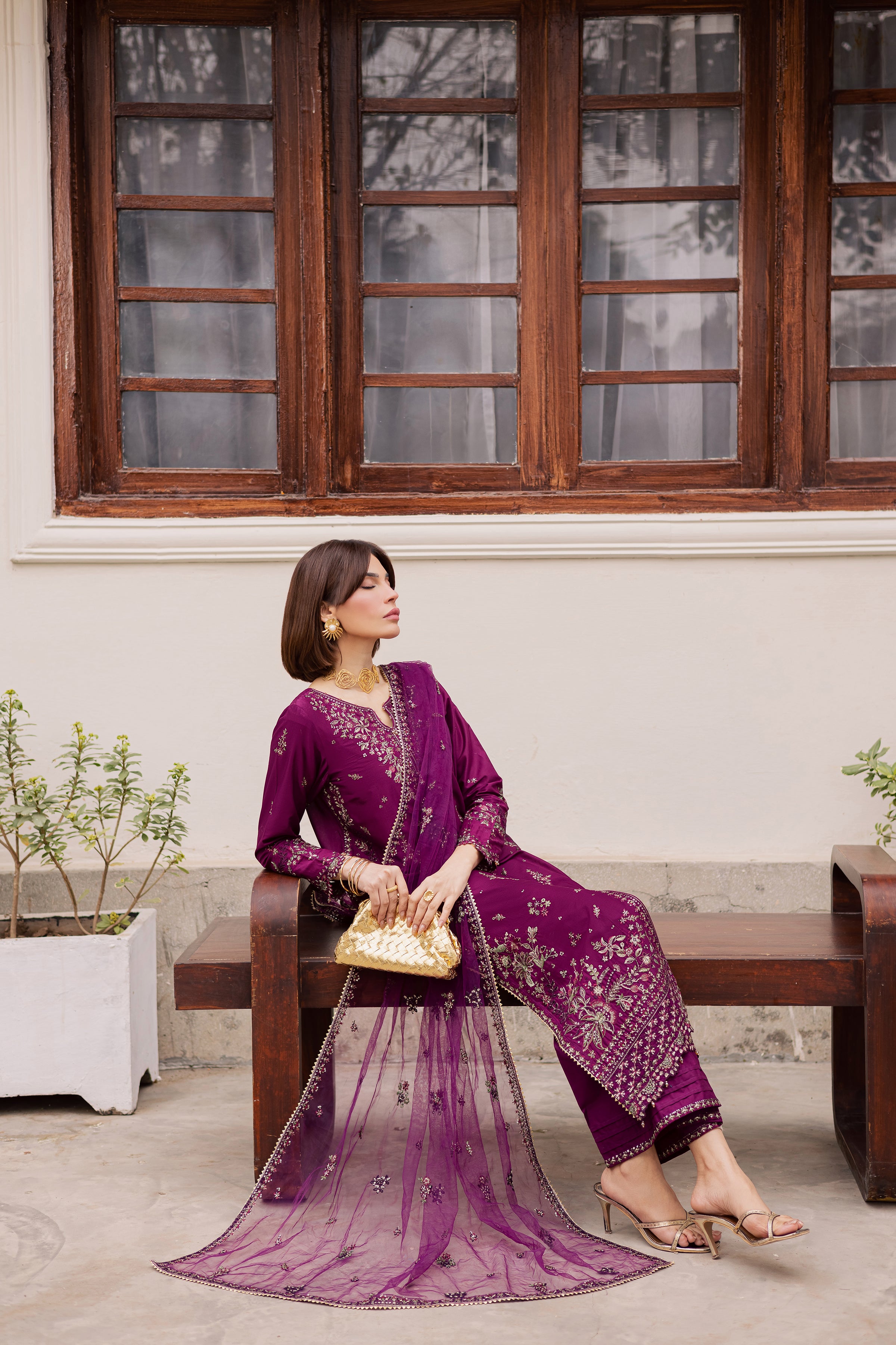 Merissa 3Pc - Festive Embroidered Lawn BATIKEID2026 BATIK XS / Wine / Pima Lawn-S / Wine / Pima Lawn-M / Wine / Pima Lawn-L / Wine / Pima Lawn-XL / Wine / Pima Lawn