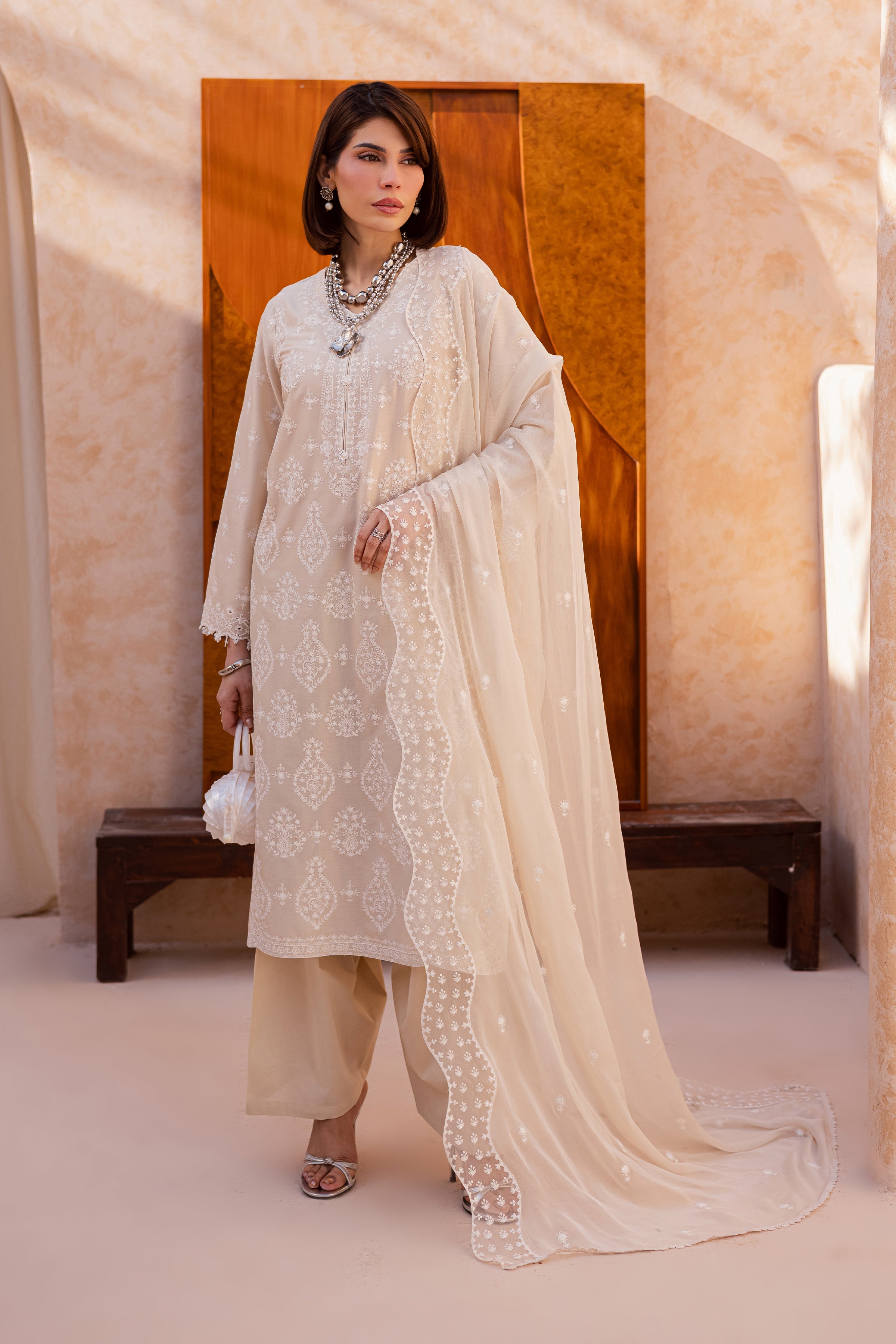 Mexico 3Pc - Festive Embroidered Lawn BATIKEID2026 BATIK XS / Beige / Pima Lawn-S / Beige / Pima Lawn-M / Beige / Pima Lawn-L / Beige / Pima Lawn-XL / Beige / Pima Lawn