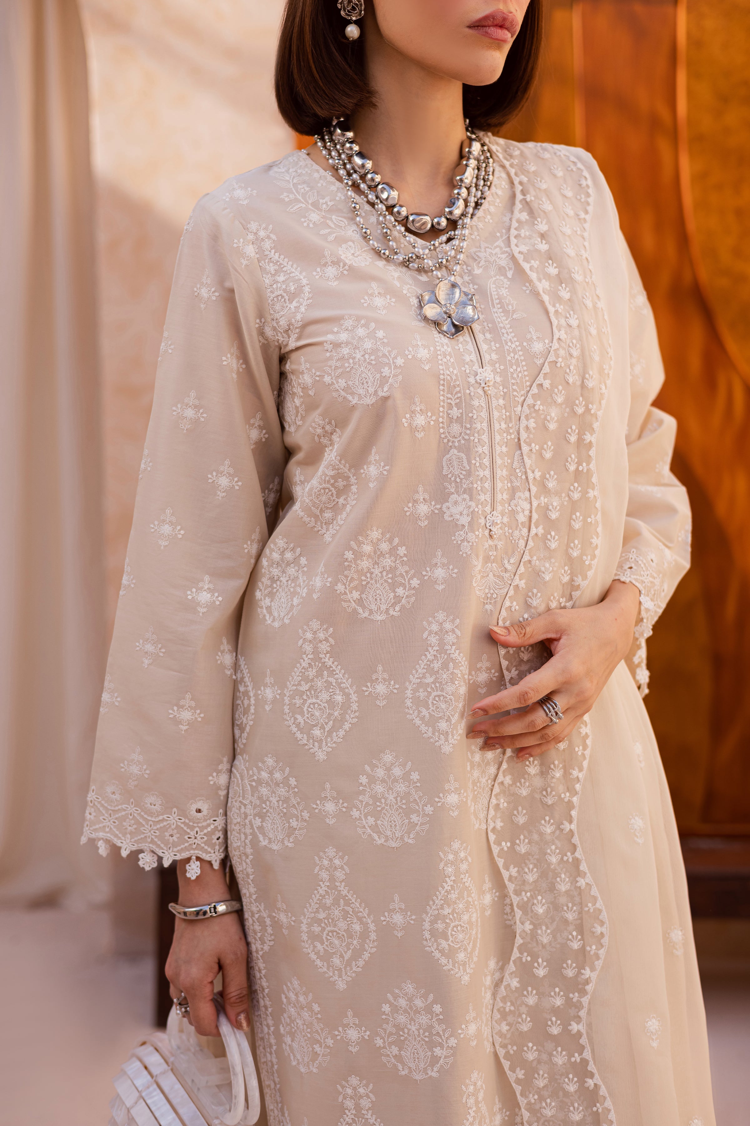 Mexico 3Pc - Festive Embroidered Lawn BATIKEID2026 BATIK XS / Beige / Pima Lawn-S / Beige / Pima Lawn-M / Beige / Pima Lawn-L / Beige / Pima Lawn-XL / Beige / Pima Lawn