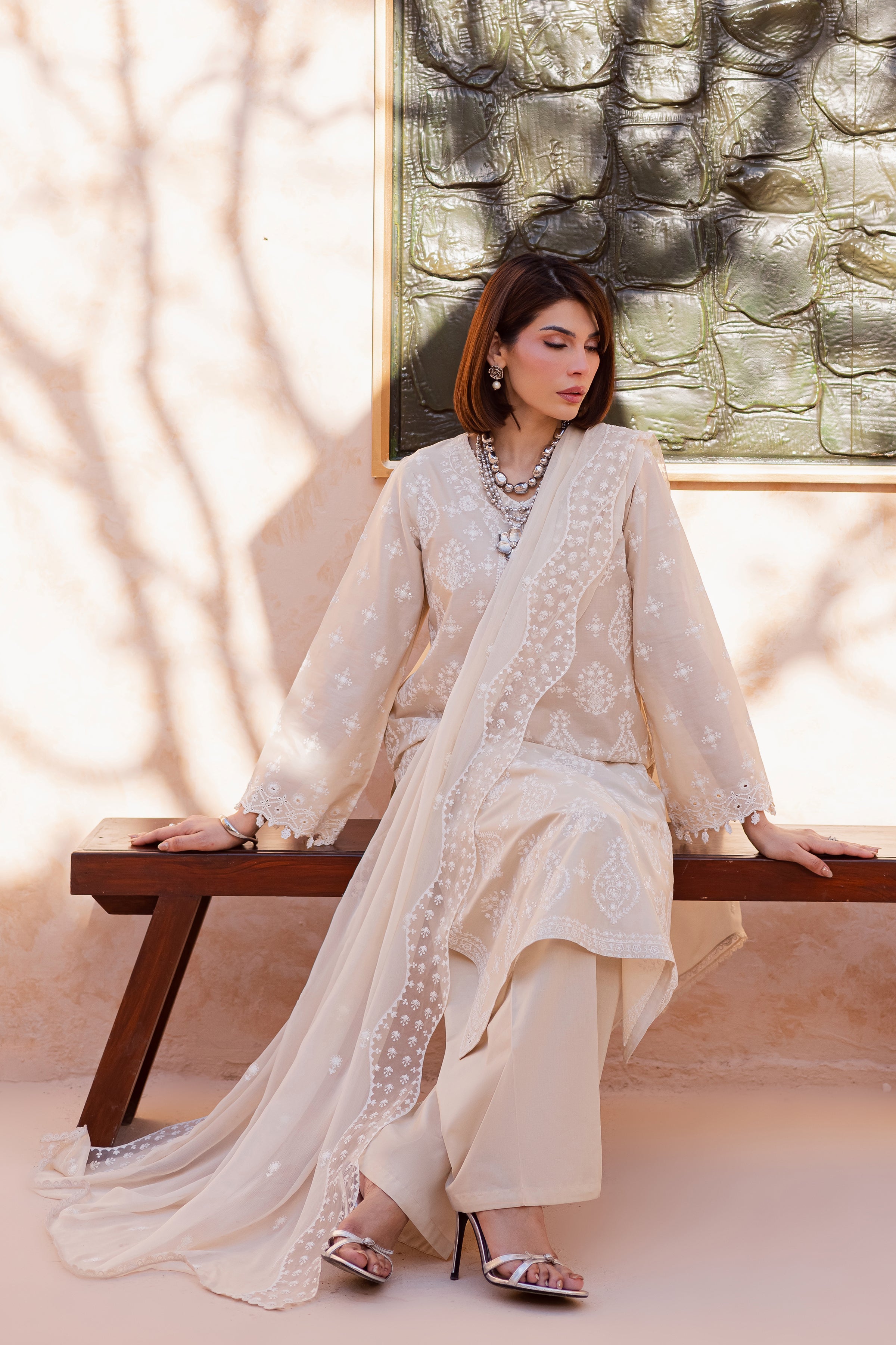 Mexico 3Pc - Festive Embroidered Lawn BATIKEID2026 BATIK XS / Beige / Pima Lawn-S / Beige / Pima Lawn-M / Beige / Pima Lawn-L / Beige / Pima Lawn-XL / Beige / Pima Lawn